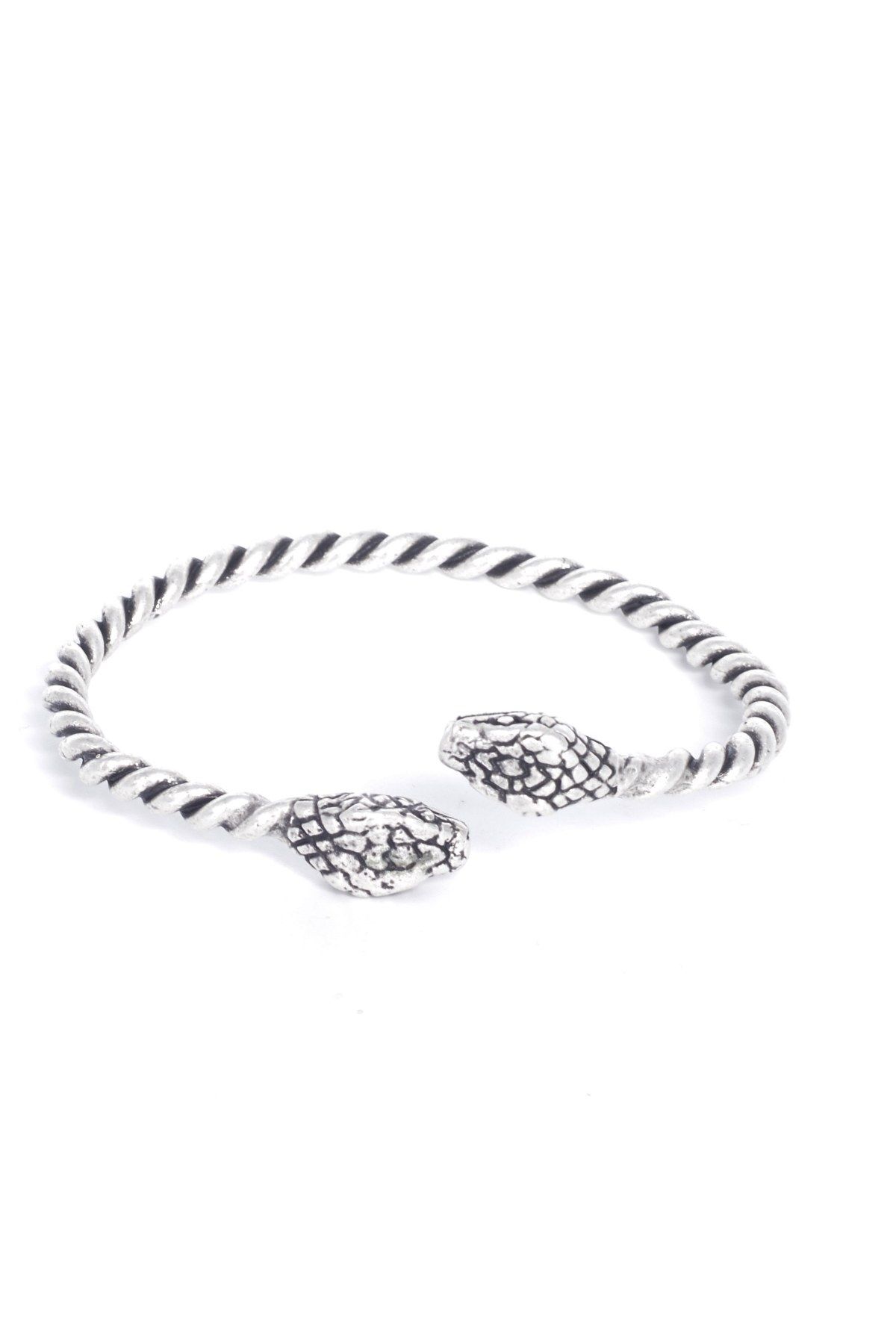 Kadın Antik Gümüş Kaplama Burgulu Yılan Bileklik