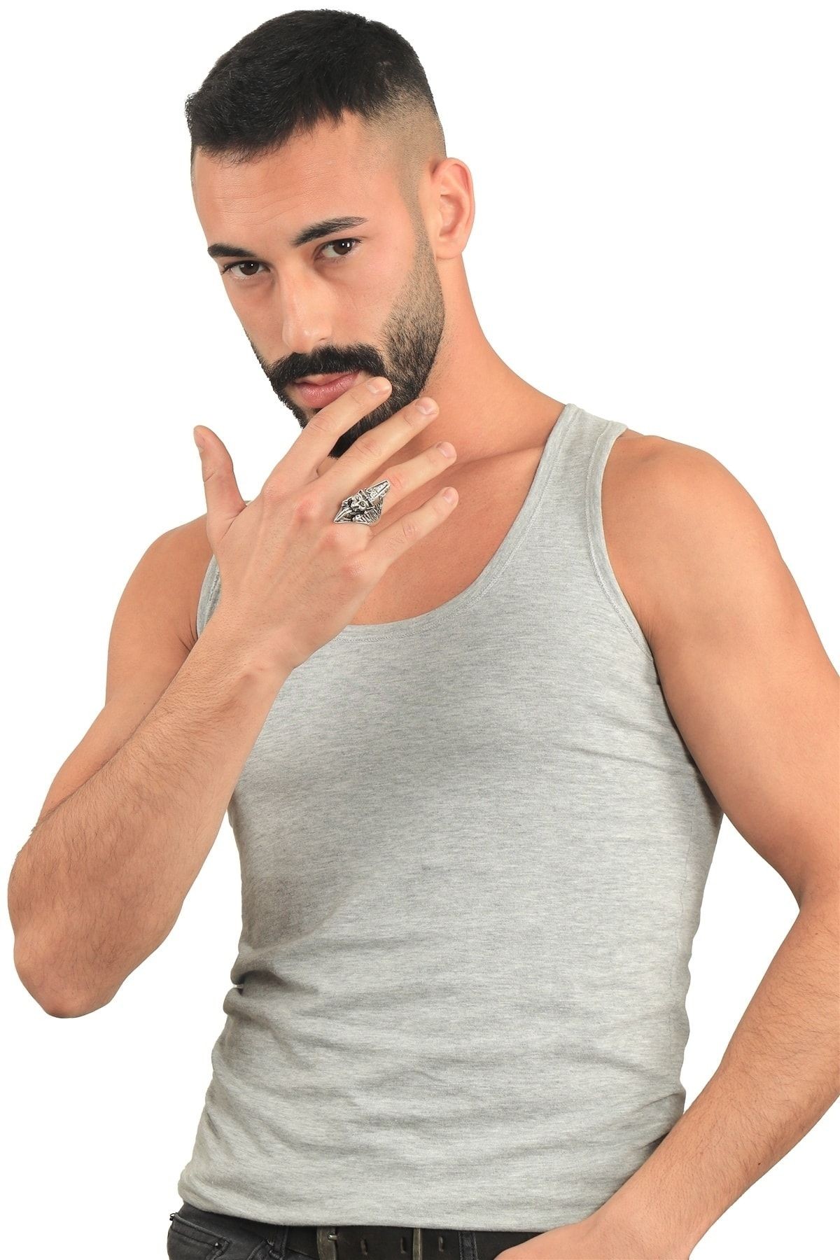 Erkek Antik Gümüş Kaplama Ayarlanabilir Mitolojik Çin Adalet Yüzük