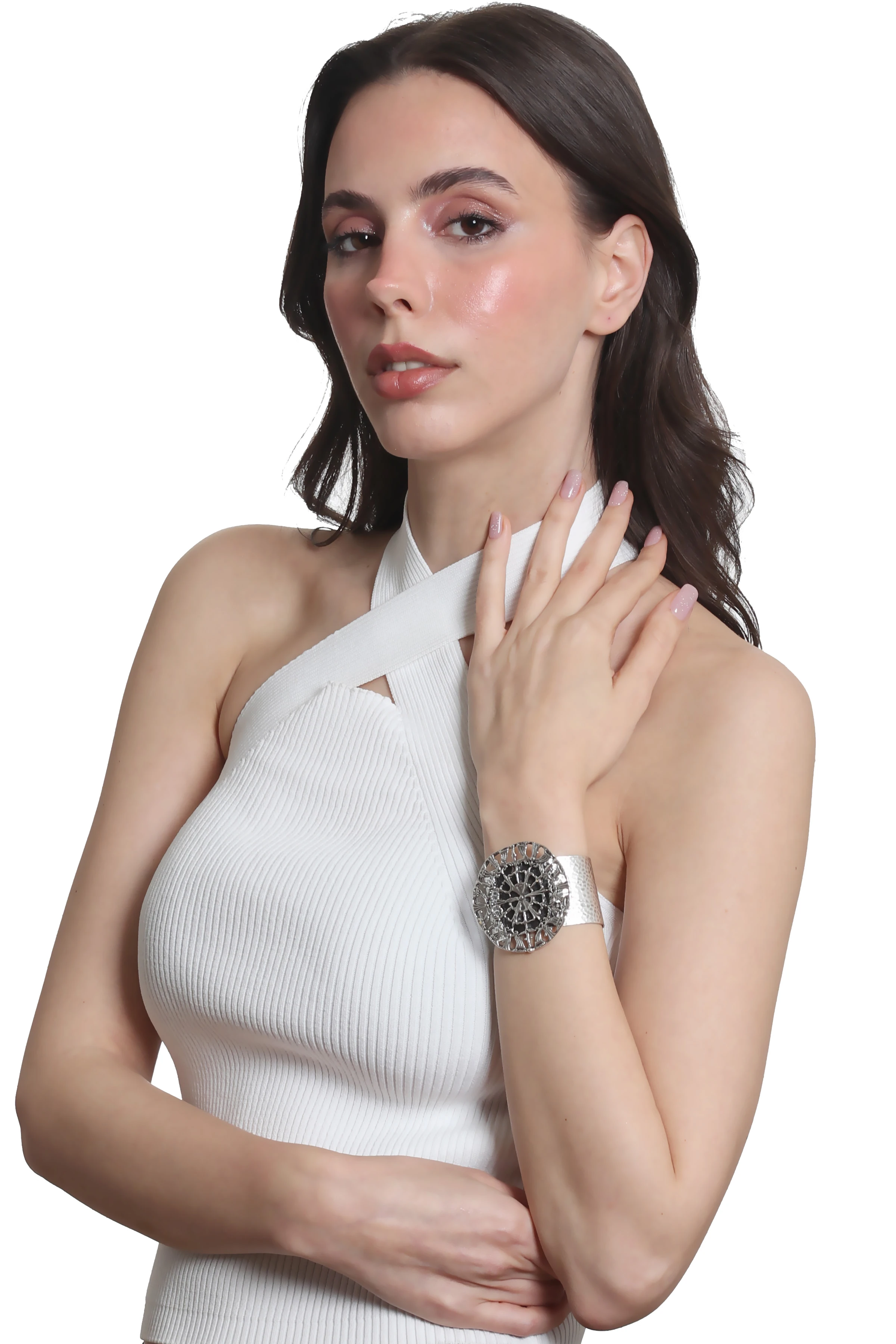 Labalaba Kadın Antik Gümüş Kaplama Ayarlanabilir Geniş Band Örümcek Ağı Figürlü Bileklik