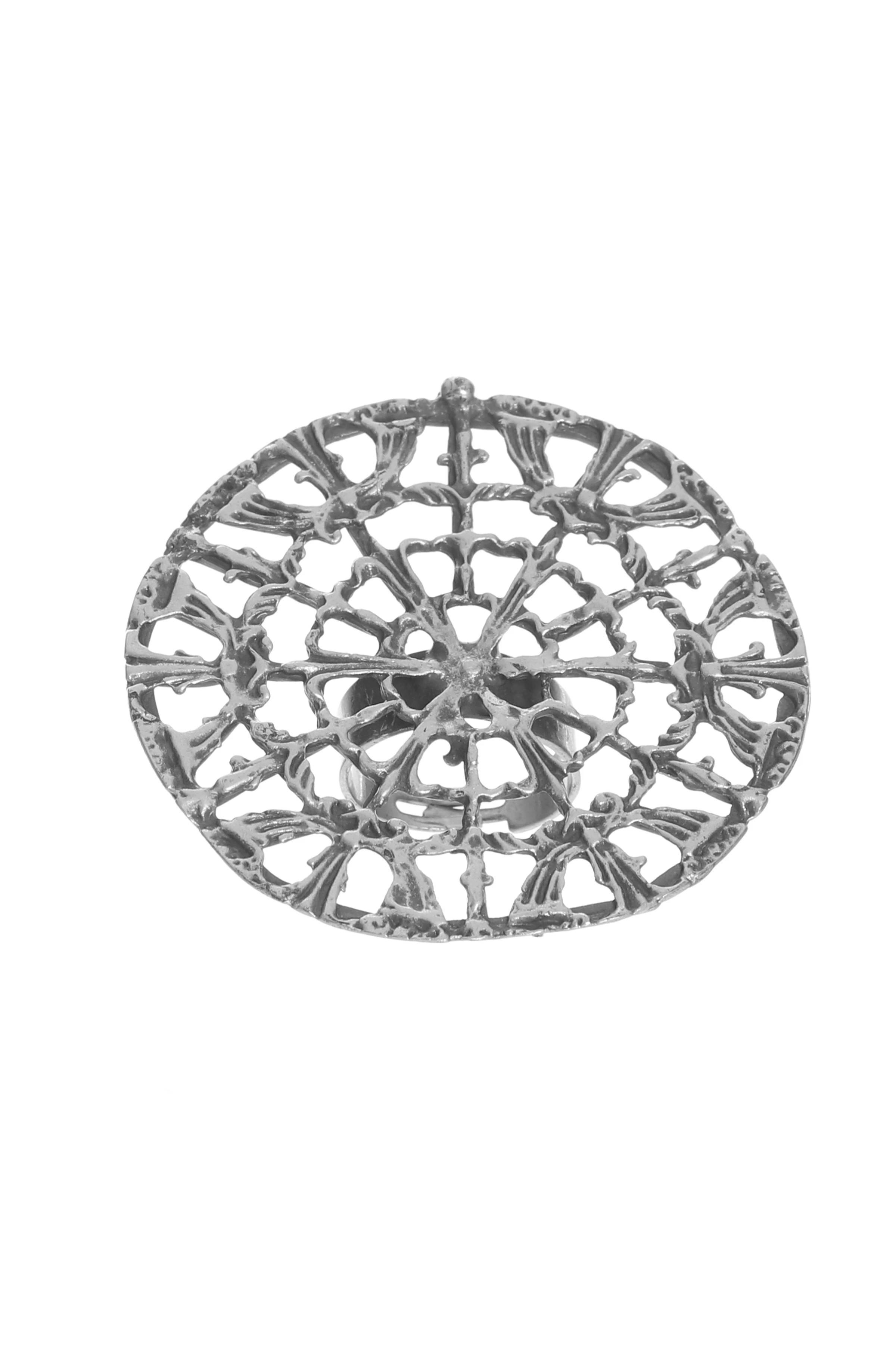 Labalaba Kadın Antik Gümüş Kaplama Ayarlanabilir Örümcek Ağı Figürlü Yüzük