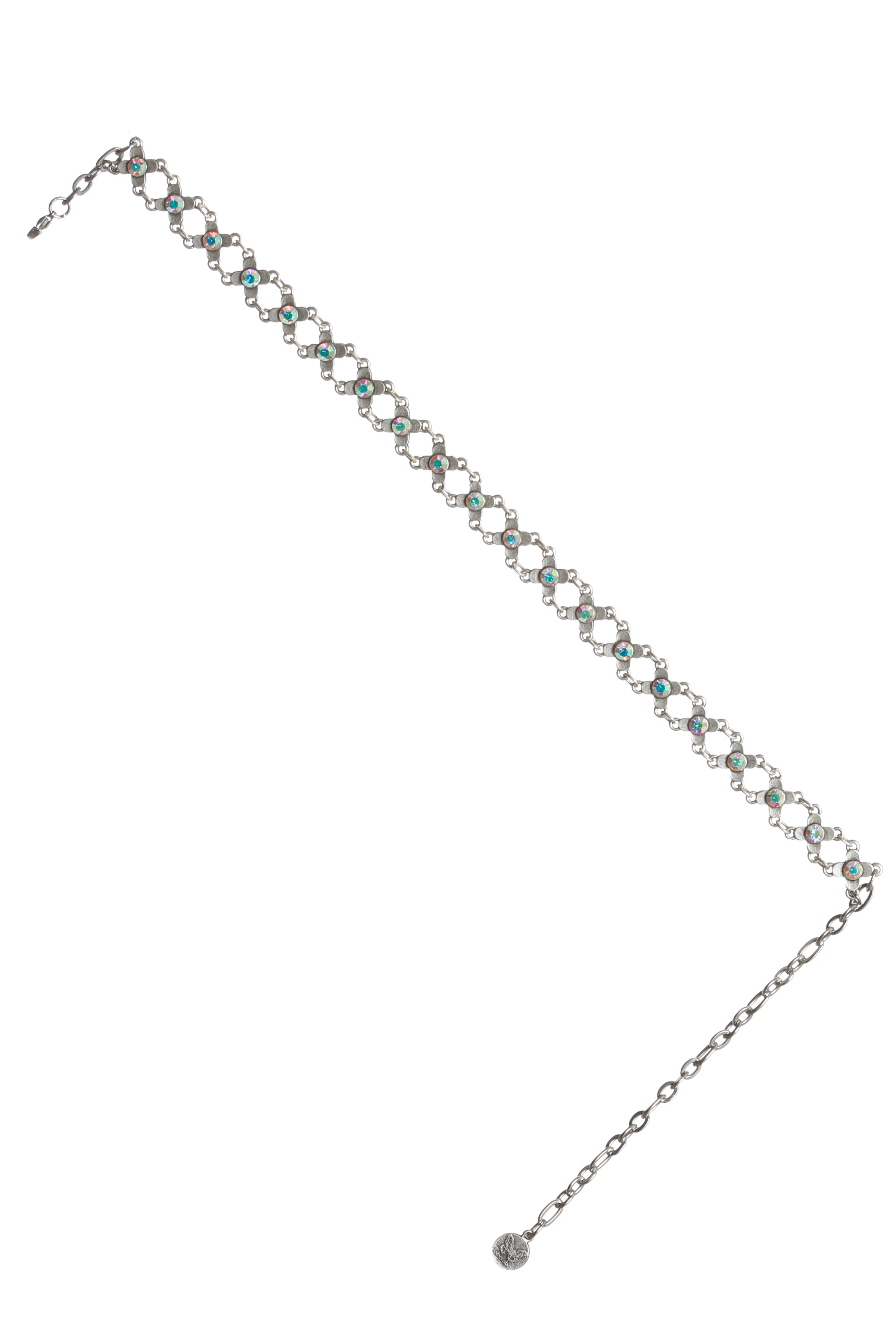 Labalaba Kadın Antik Gümüş Kaplama Gökkuşağı Renk Taşlı Choker Tasma Kolye