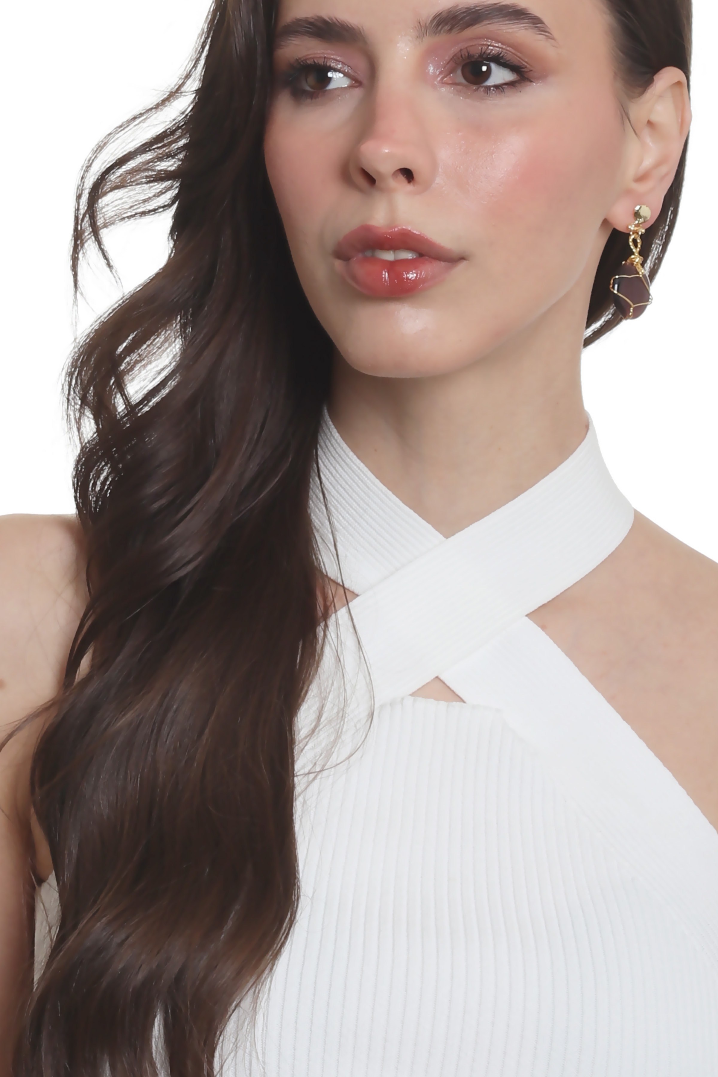 Labalaba Kadın Çivili Model Altın Renk Tel Sarma Tasarım Kedigözü Küpe