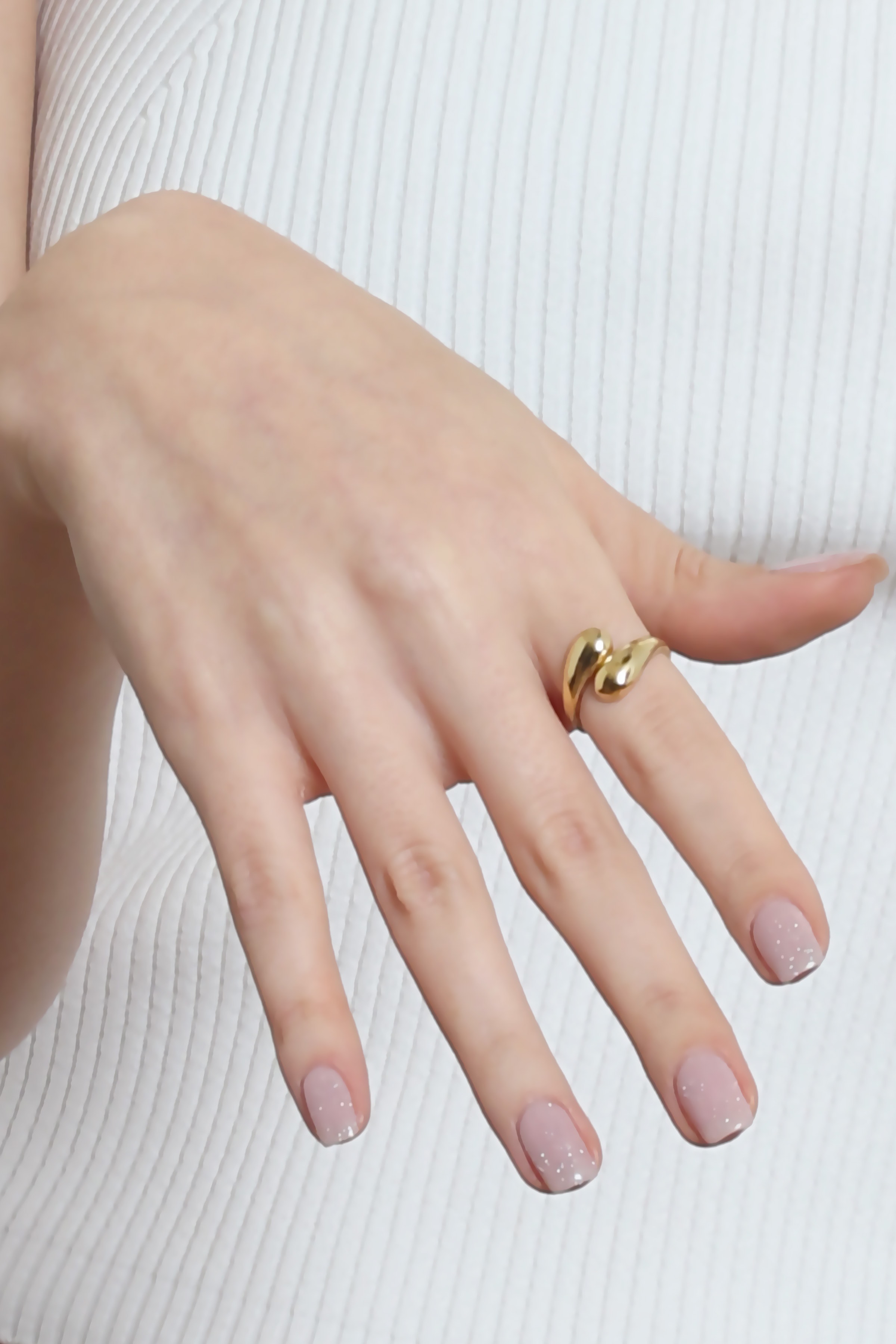 Labalaba Kadın Minimalist Tarz Dolama Model Ayarlanabilir Su Damlası Yüzük