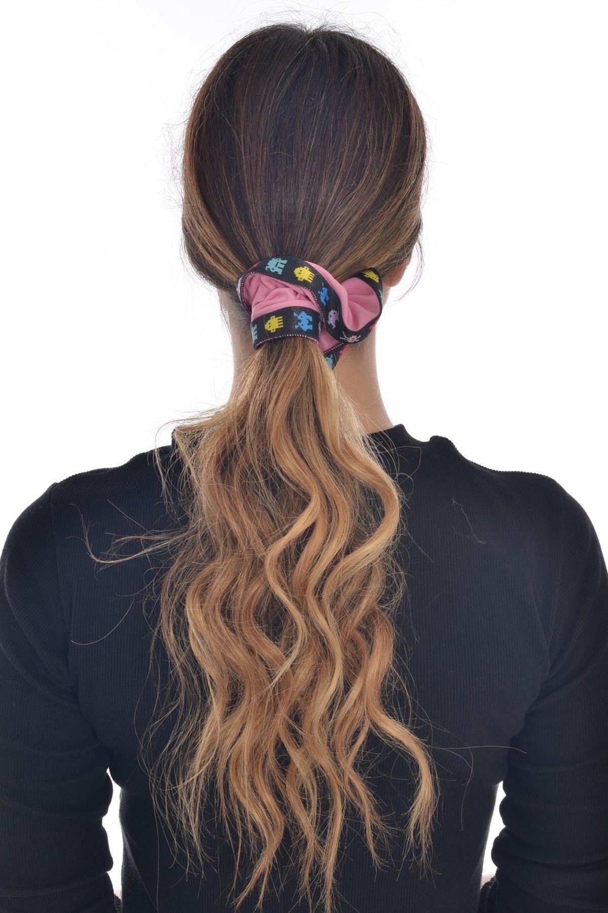 Hahai Kadın Kurdele Şeritli Scrunchie Toka