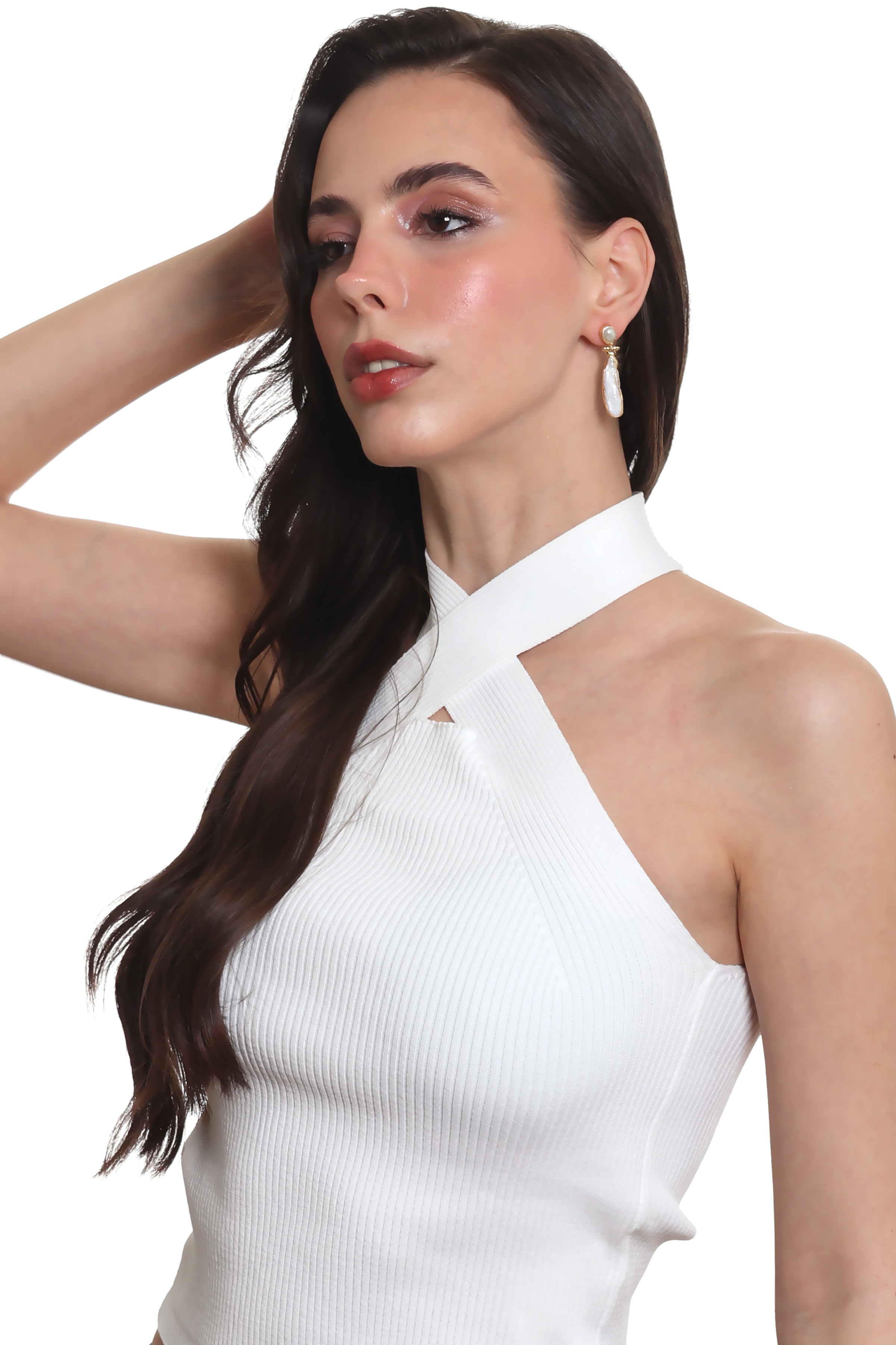 Labalaba Kadın Lak Altın Kaplama Çivili Model İncili Tasarım Küpe