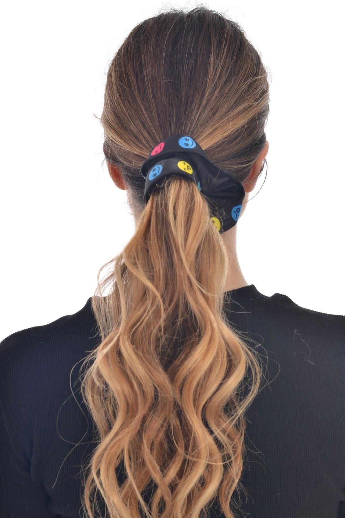 Kadın Siyah Kurdele Şeritli Scrunchie Toka