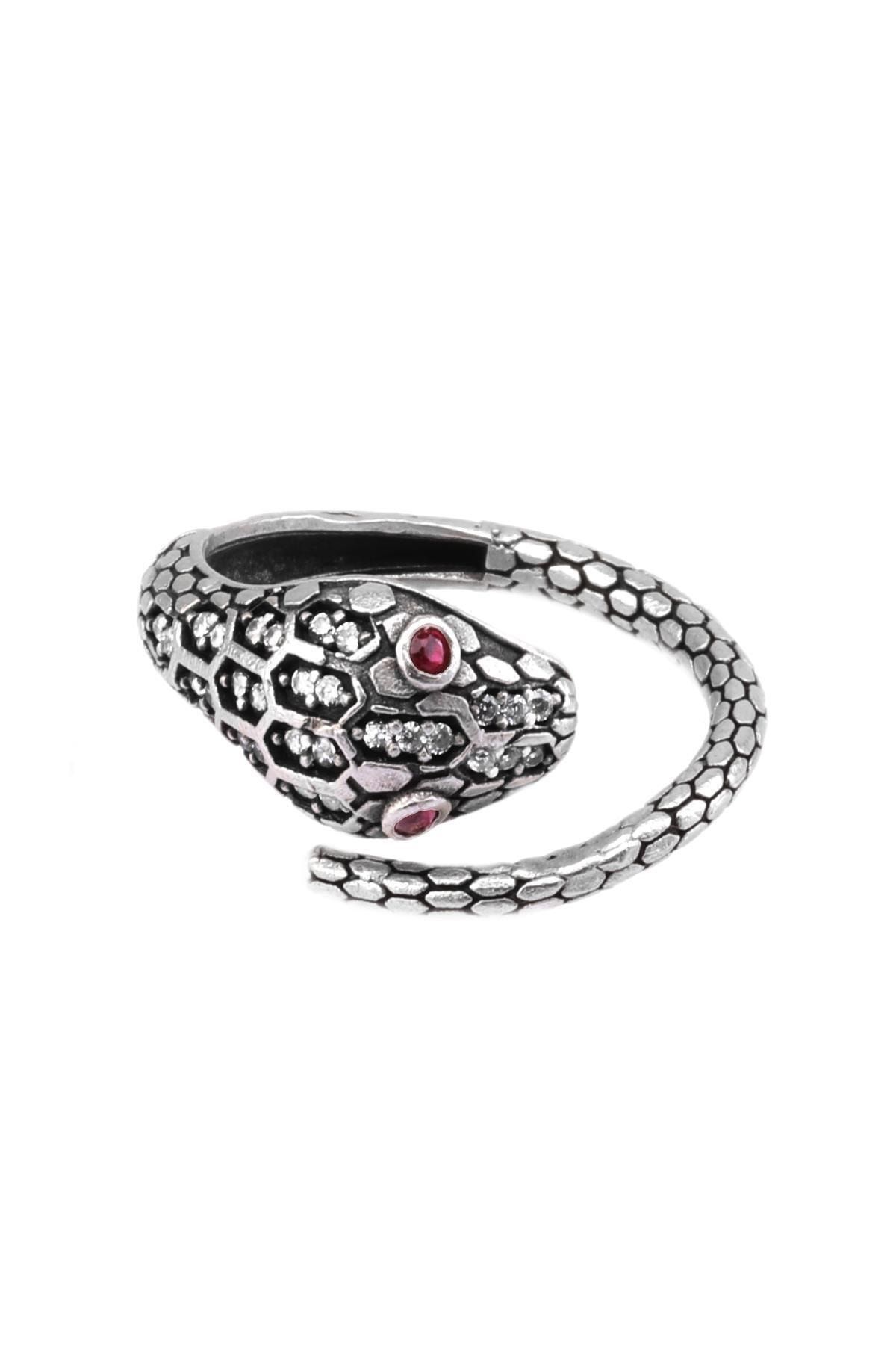 Kadın Altın Renk Kaplama Ayarlanabilir Dolama Model Zirkon Taş Detaylı Yılan Yüzük