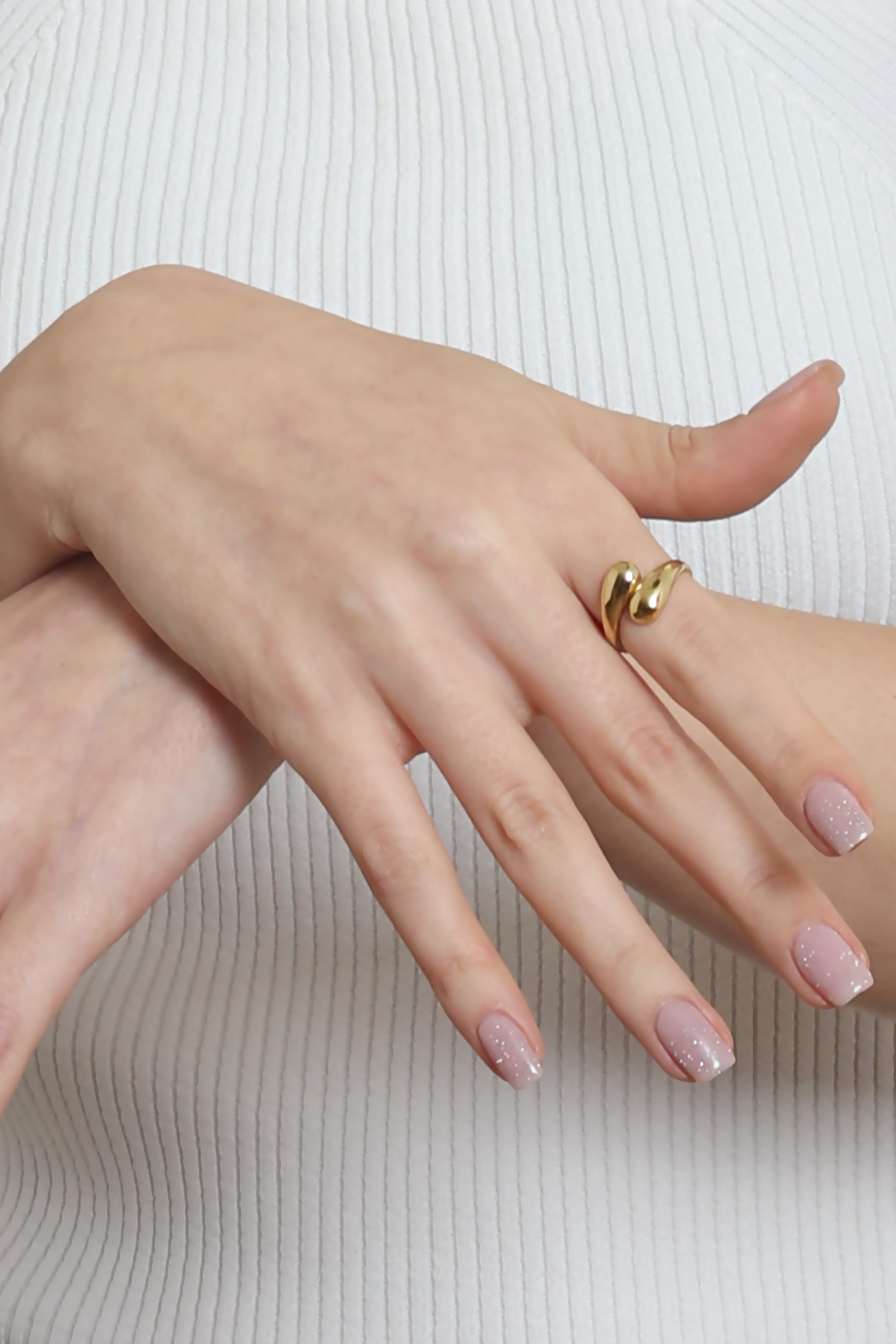 Labalaba Kadın Minimalist Tarz Dolama Model Ayarlanabilir Su Damlası Yüzük