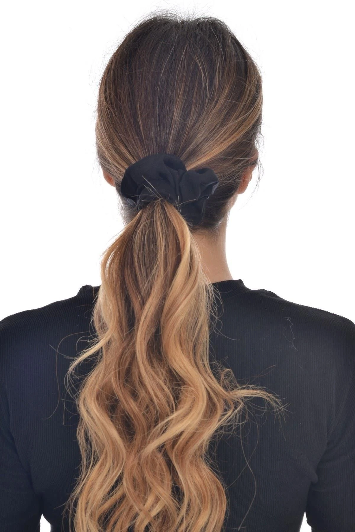 Kadın Siyah Tül Detaylı Scrunchie Toka