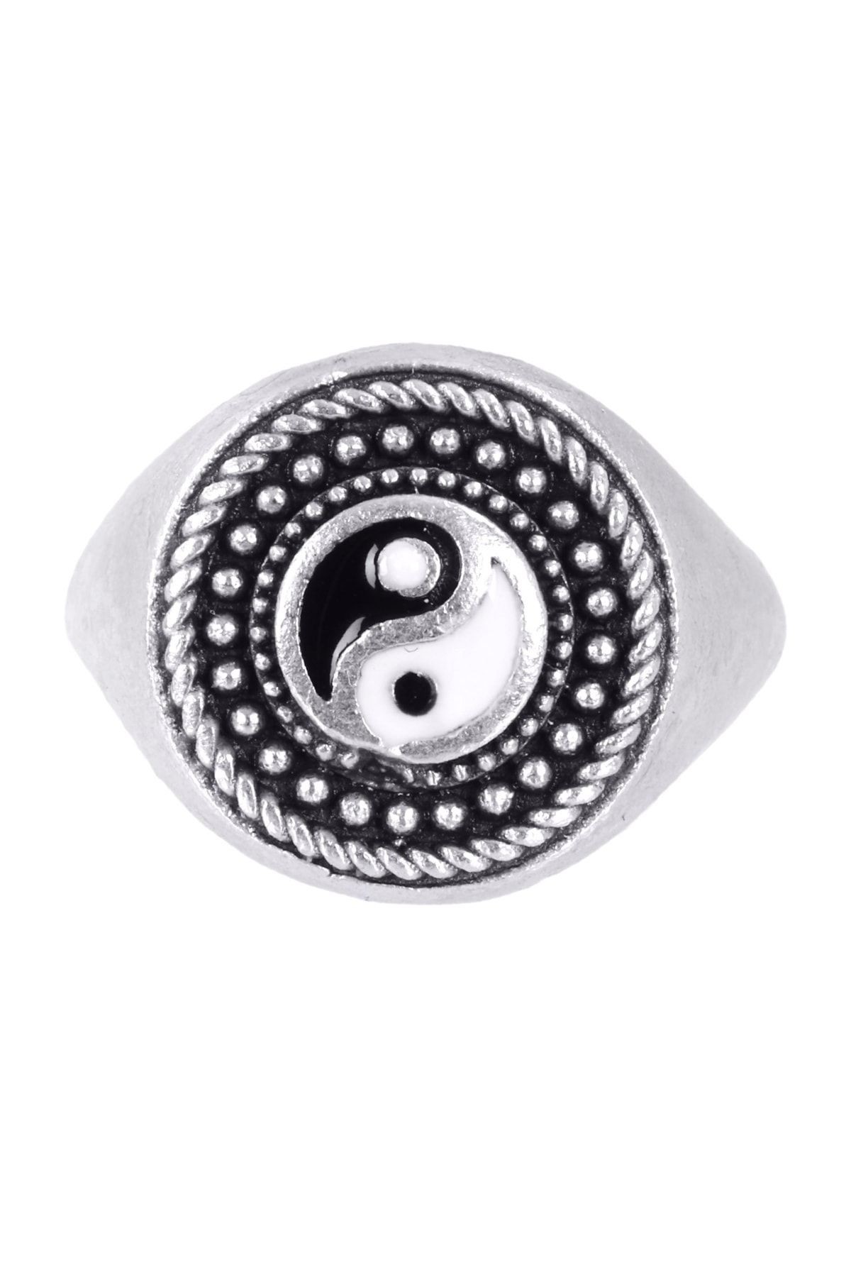 Erkek Antik Gümüş Kaplama Ayarlanabilir Yin Yang Yüzük