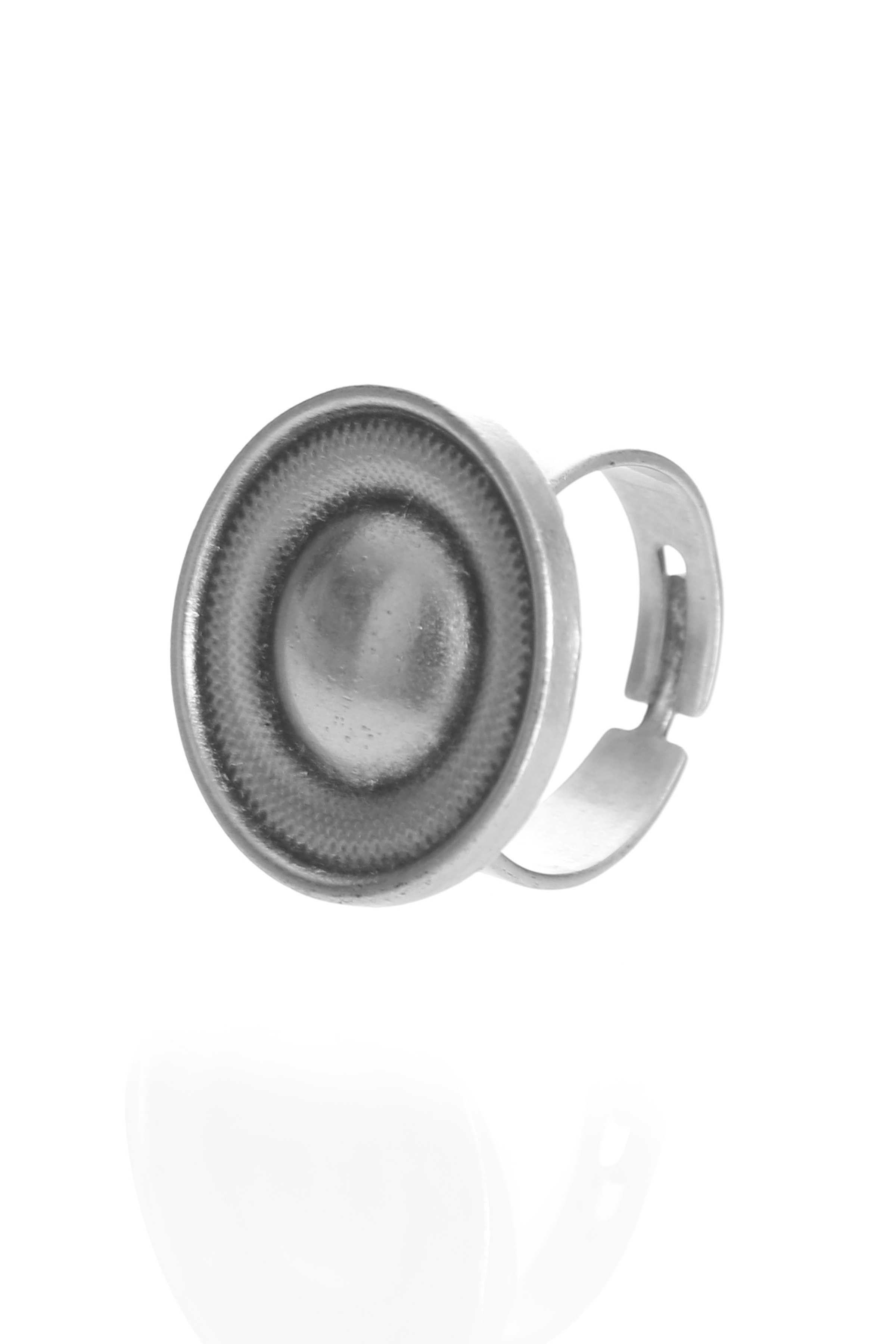 Labalaba Kadın Antik Gümüş Kaplama Ayarlanabilir Düğme Formlu Yüzük