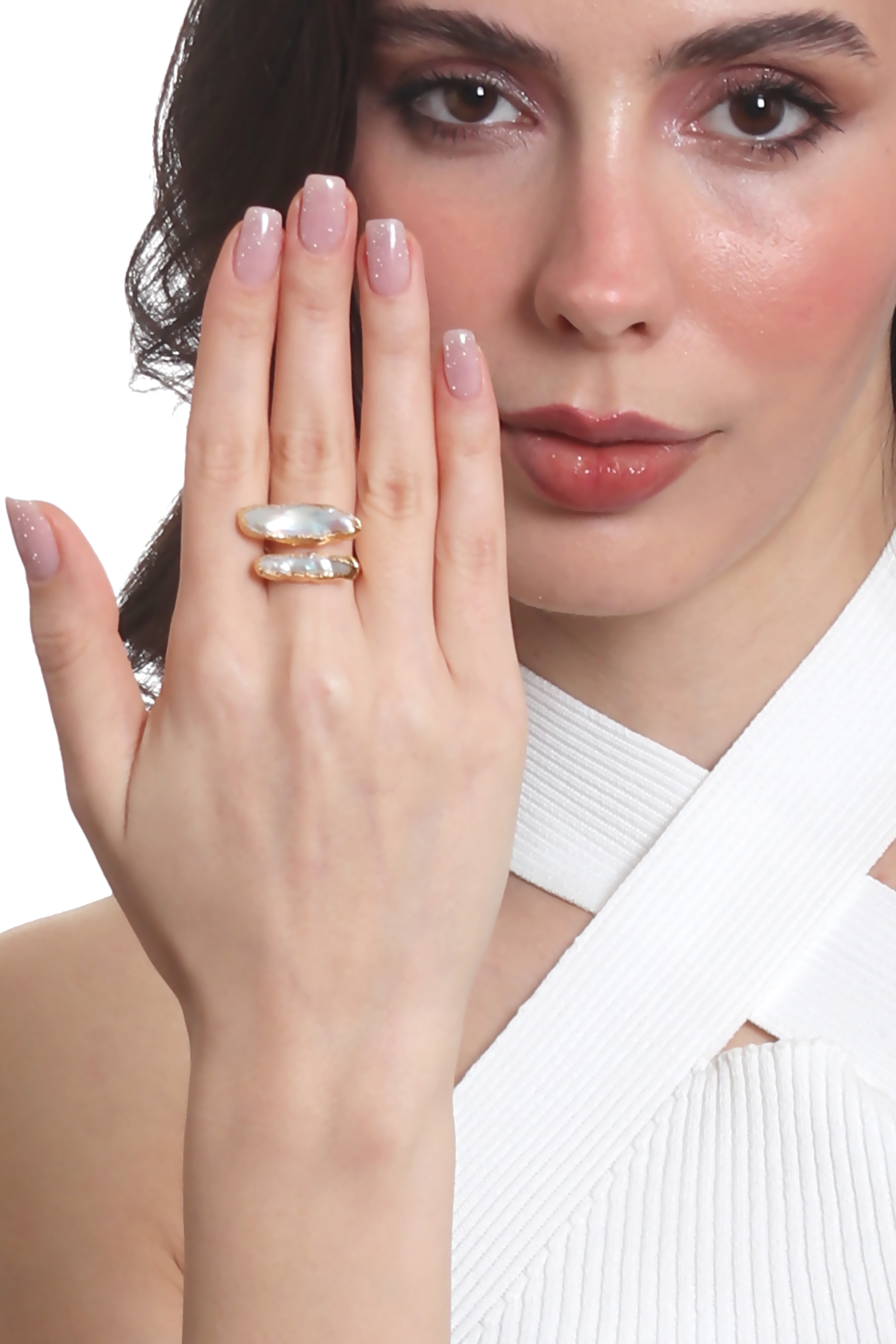 Labalaba Kadın Tel Sarma Dolama Model El Yapımı Tasarım İnci Yüzük