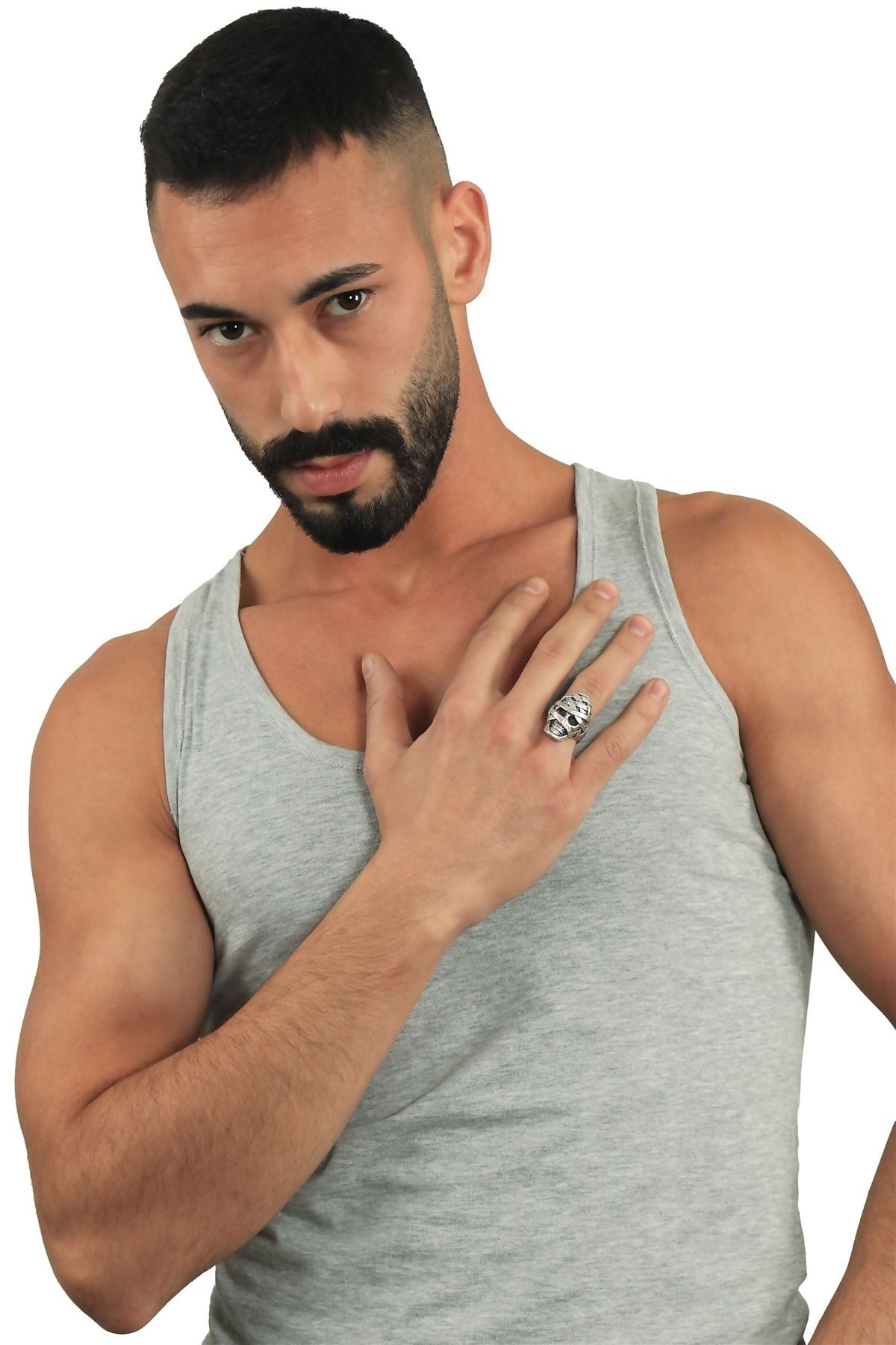 Erkek Antik Gümüş Kaplama Ayarlanabilir Gotik Mumya Yüzük