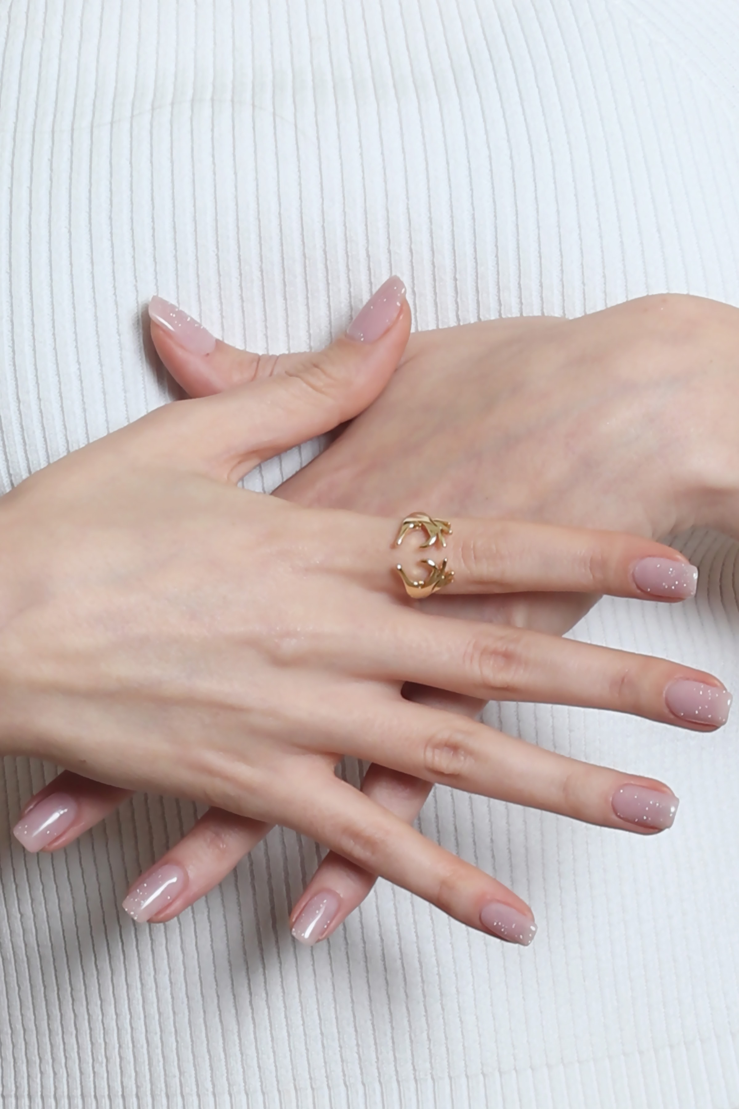 Labalaba Kadın Lak Kaplama Çift El Kalp - Aşk Yüzük