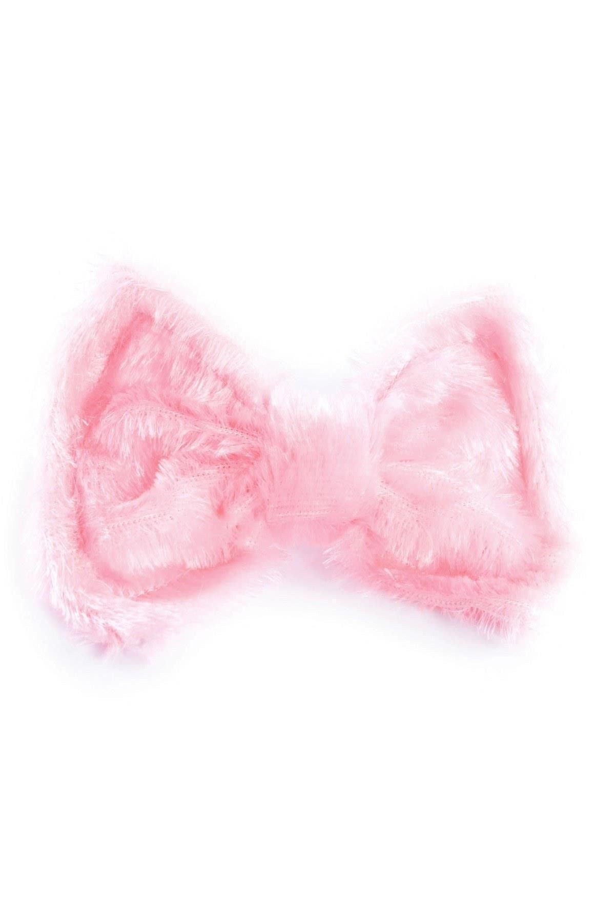 Kadın Pembe Klipsli Otomatik Peluş Fiyonk Toka