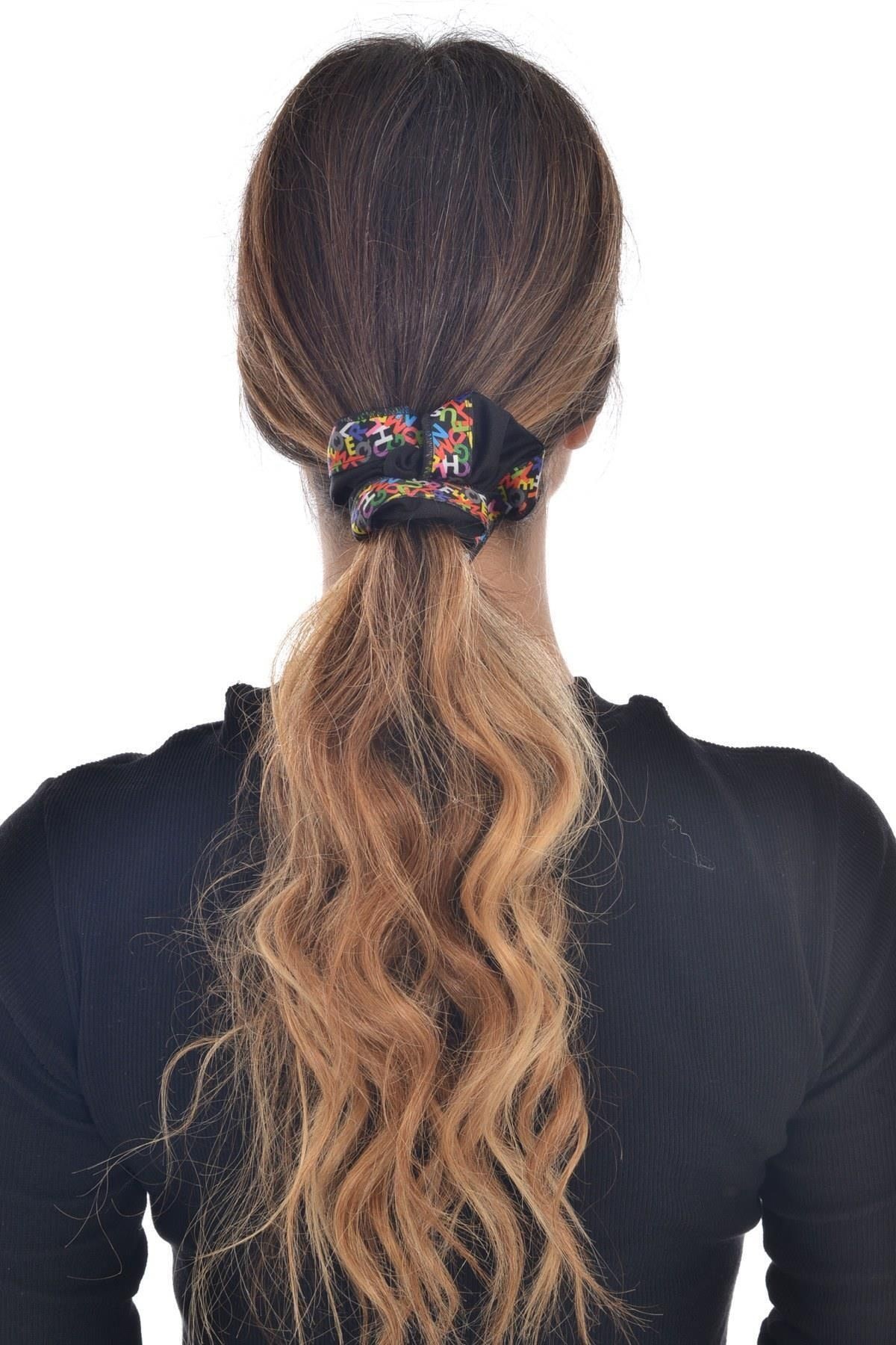 Hahai Kadın Kurdele Şeritli Scrunchie Toka