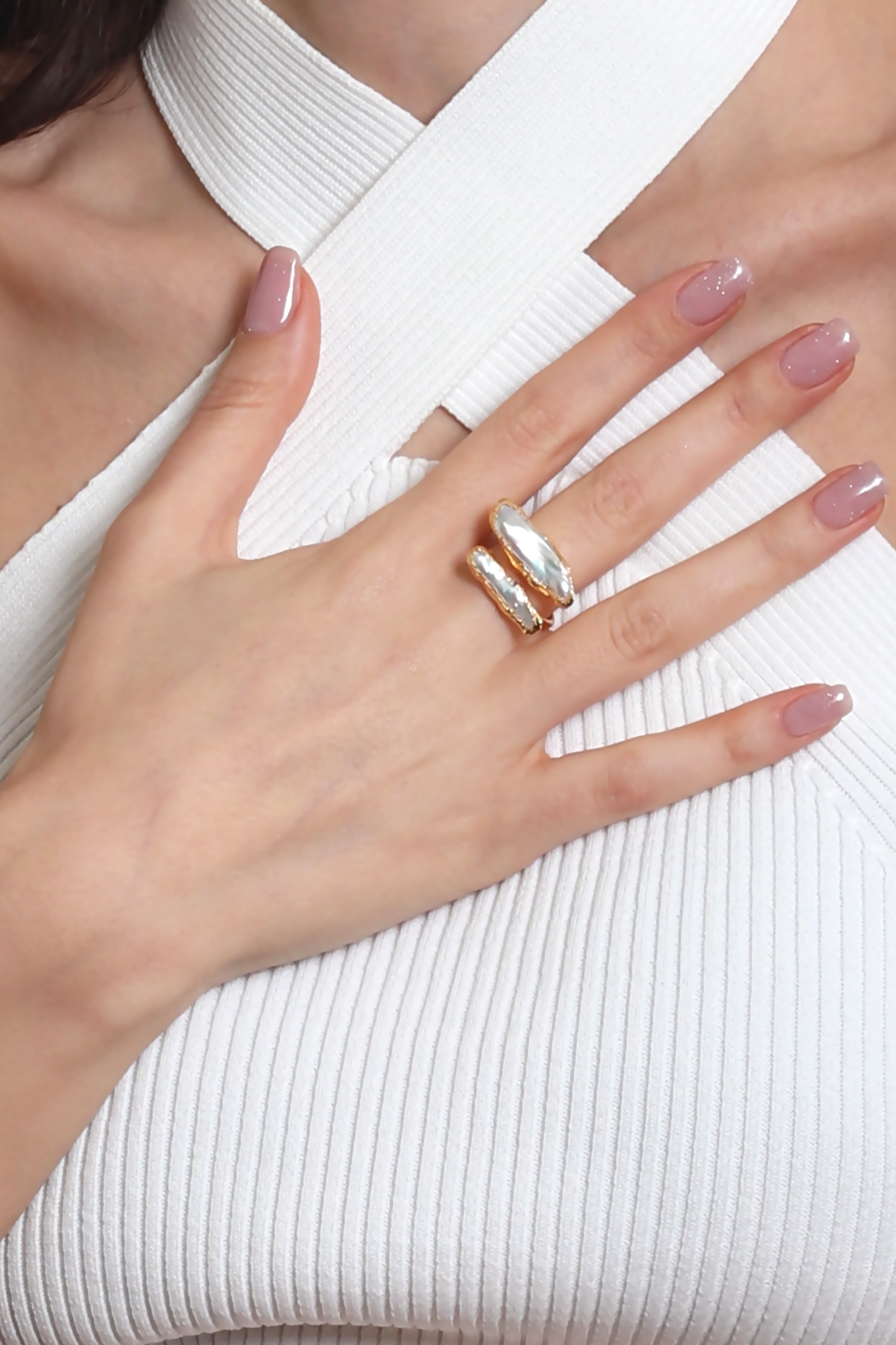 Labalaba Kadın Tel Sarma Dolama Model El Yapımı Tasarım İnci Yüzük