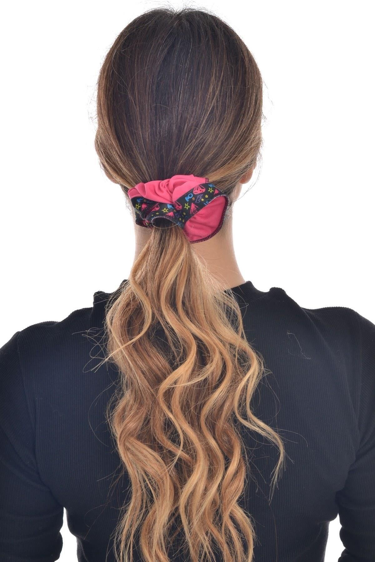 Hahai Kadın Kurdele Şeritli Scrunchie Toka