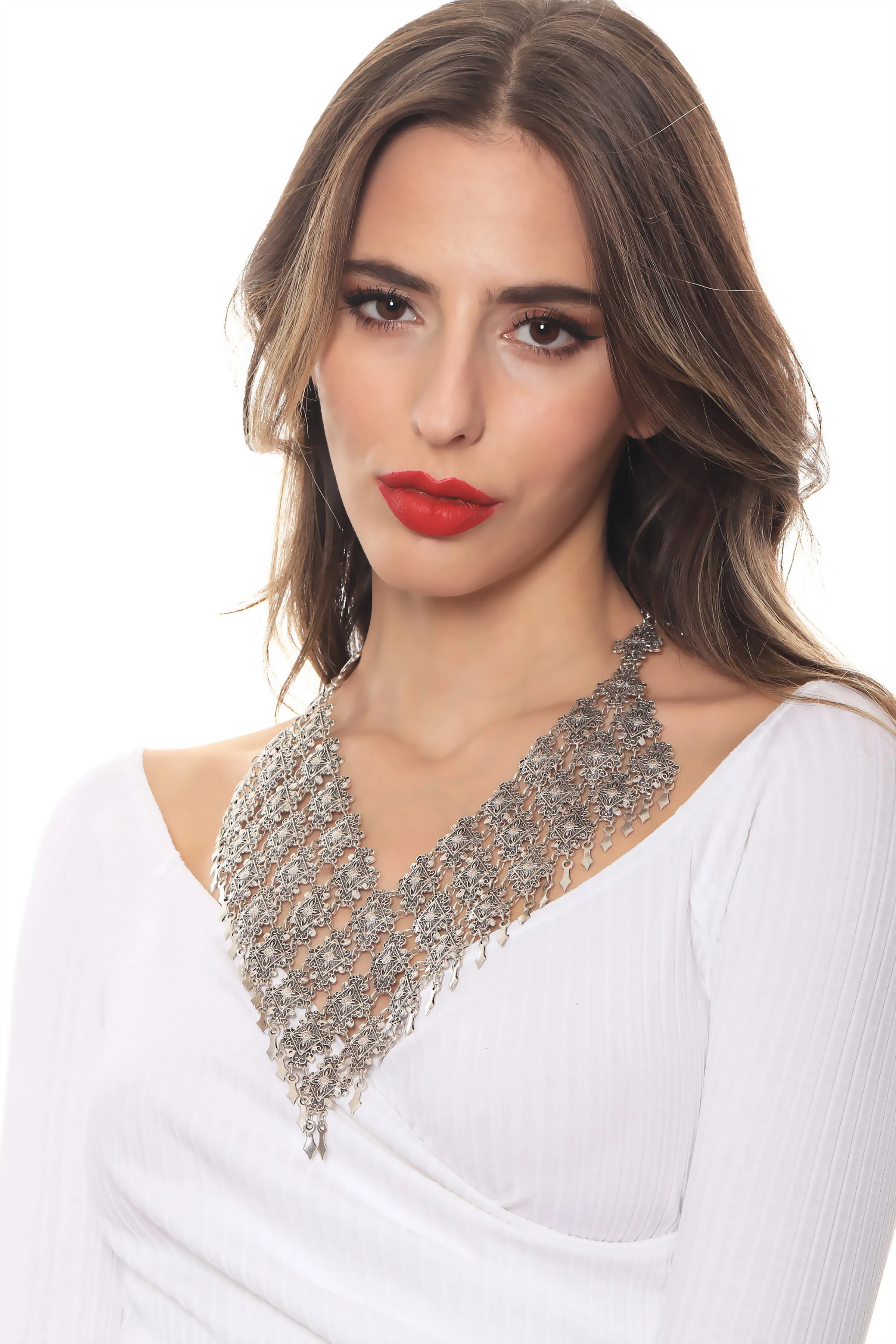 Labalaba Kadın Antik Gümüş Kaplama El Yapmı Bohem Kolye