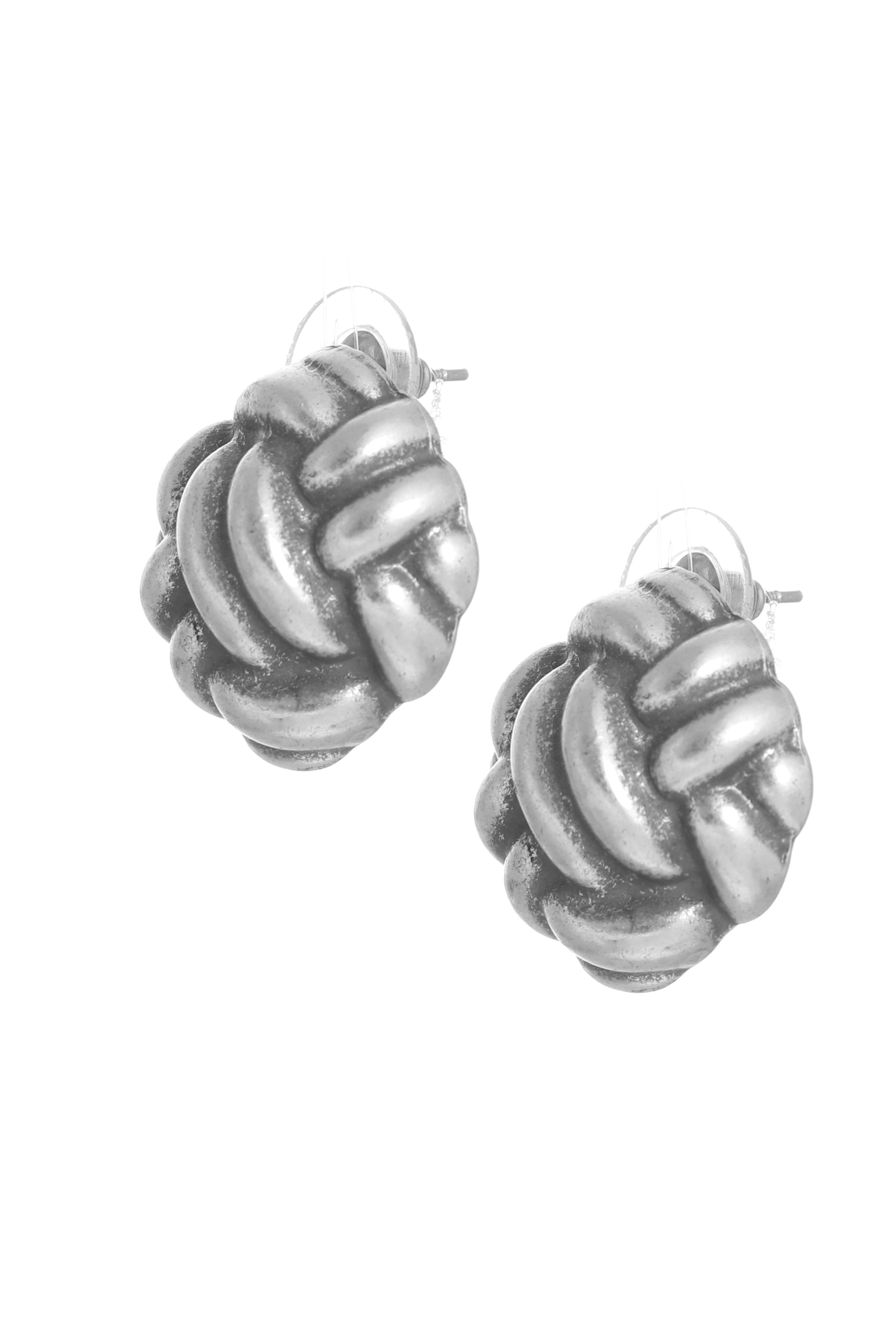 Labalaba Kadın Antik Gümüş Kaplama Çivili Model İki Telli Halat Düğüm Küpe