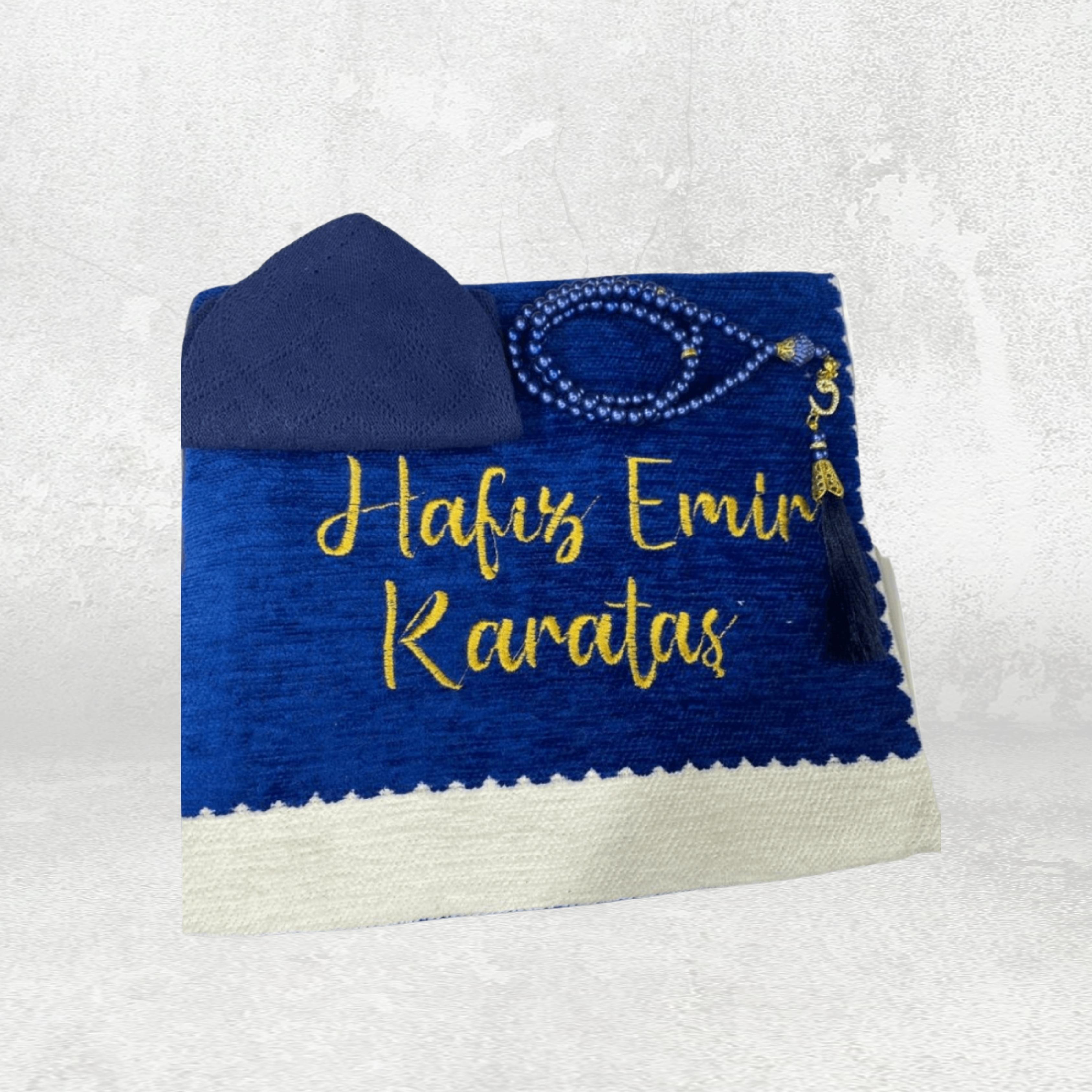 Kutulu Nakışlı Seccade Takke ve Tesbih