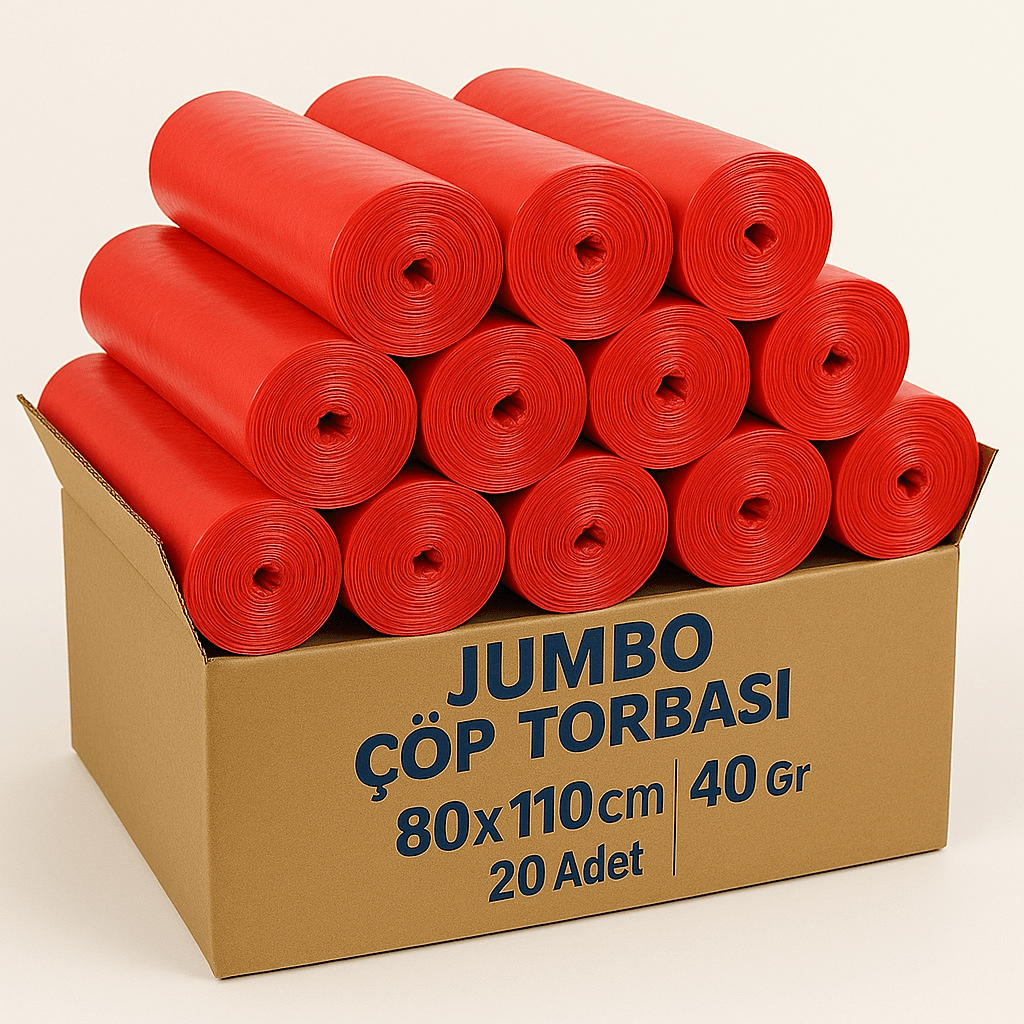 Jumbo Çöp Torbası 80x110 cm – 400 Gr – Kırmızı – 20 Adet