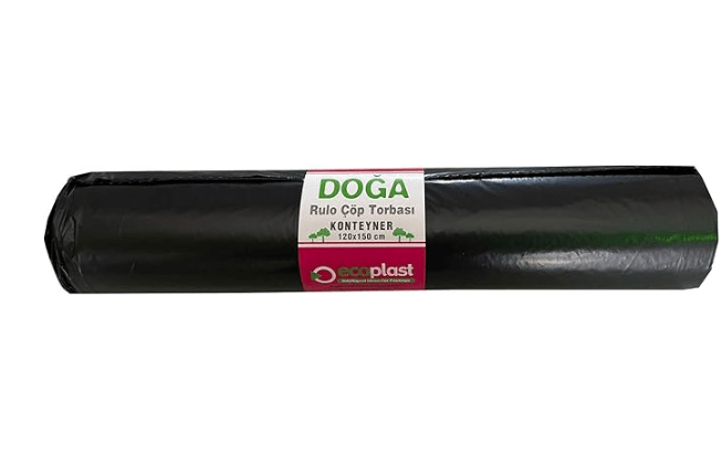 Ecoplast 240 Litre Siyah Hantal Konteyner Çöp Torbası - 120 x 150 cm - 700 gr - 10 Adet / Rulo