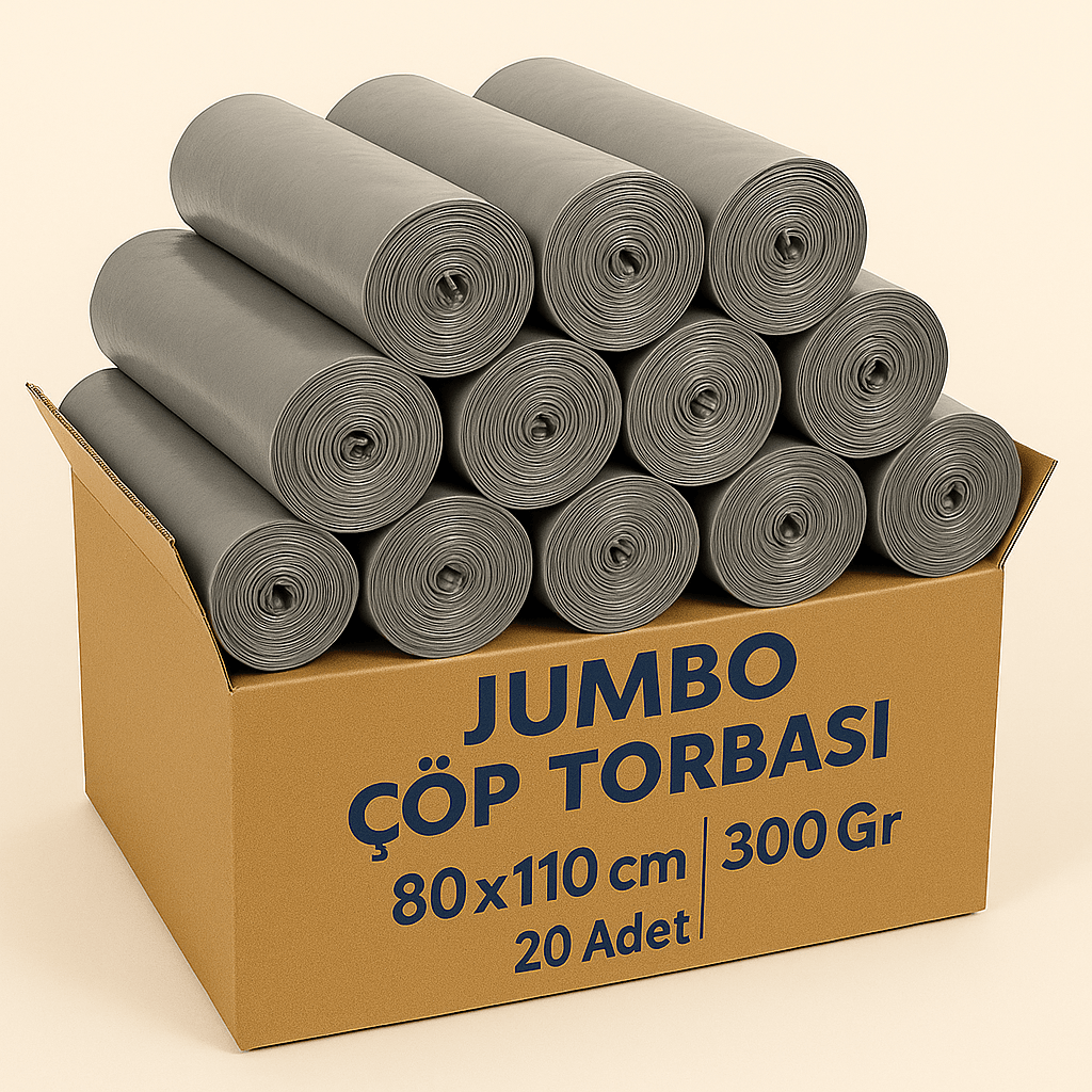 Jumbo Çöp Torbası 80x110 cm – 300 Gr – Gri – 20 Adet