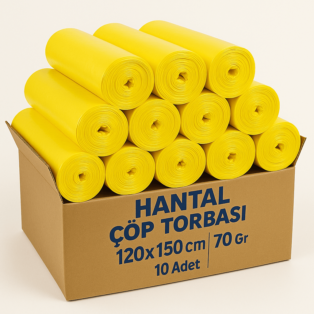 Hantal Çöp Torbası 120x150 cm – 700 Gr – Sarı – 10 Adet 