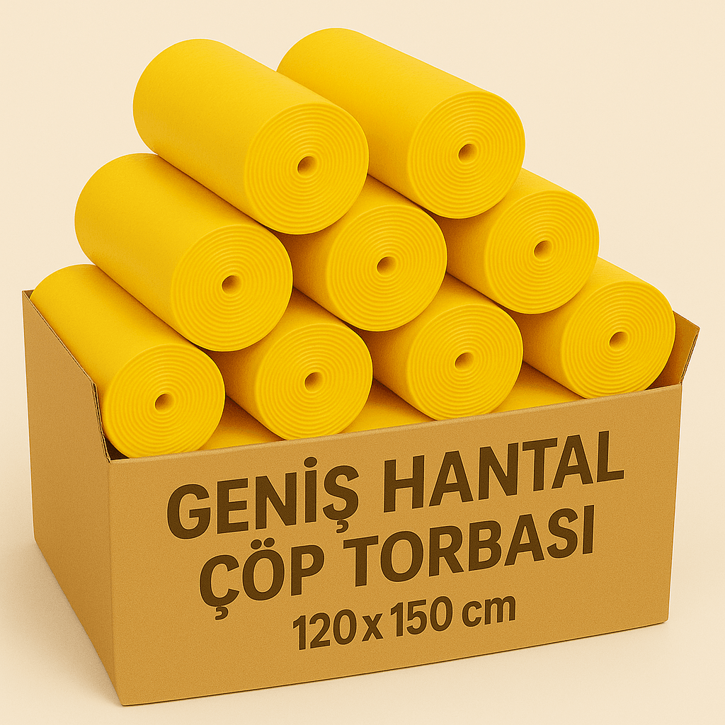 Geniş Hantal Çöp Torbası 120x150 cm – Sarı – 10’lu Paket