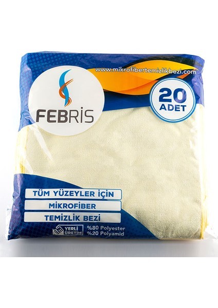 Febris 20'li Parlak Mikrofiber Temizlik Bezi 