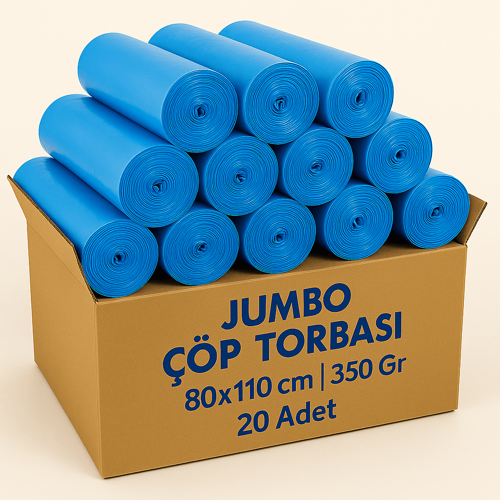 Jumbo Çöp Torbası 80x110 cm – 350 Gr – Mavi – 20 Adet