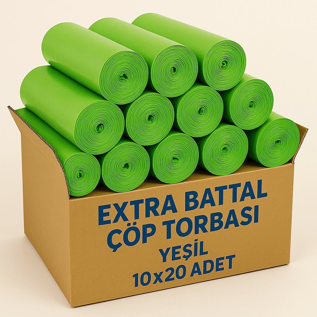 Extra Battal Çöp Torbası Yeşil – 10x20 Paket