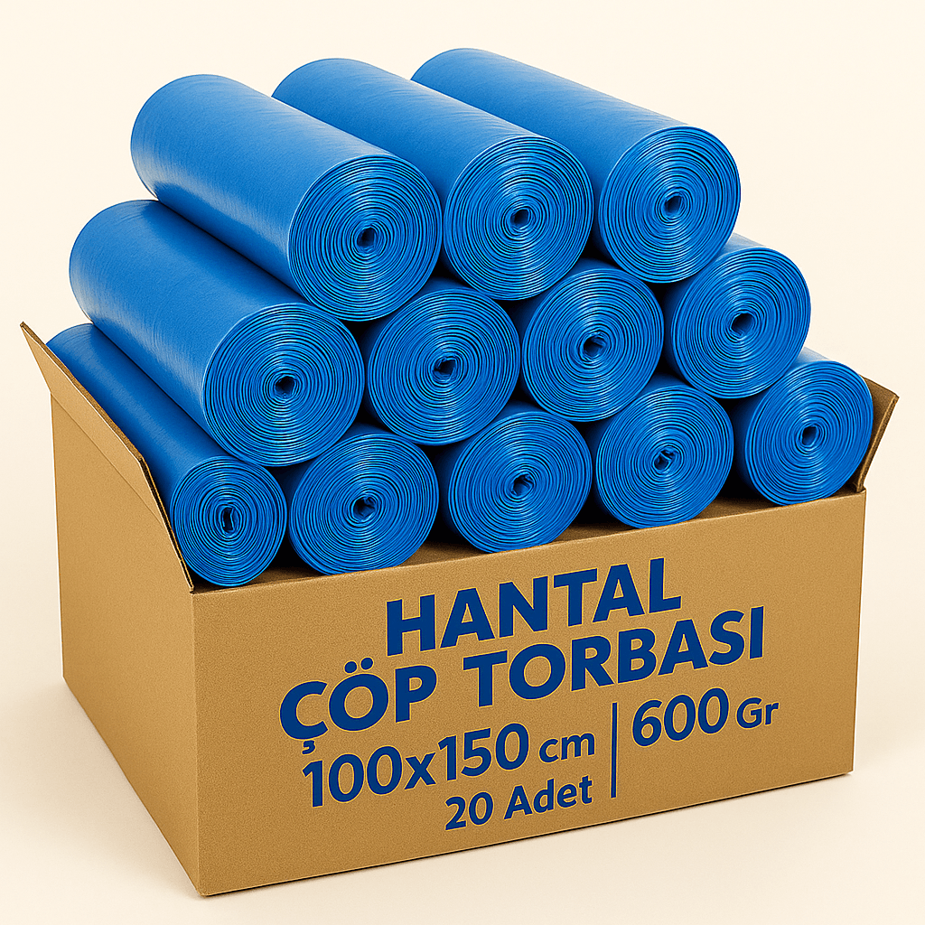 Hantal Çöp Torbası 100x150 cm – 600 Gr – Mavi – 20’li Paket