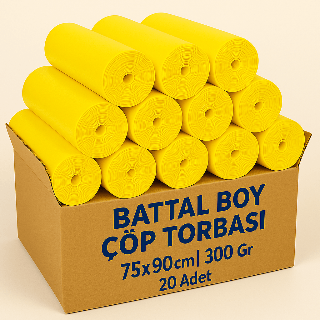 Battal Boy Çöp Torbası 75x90 cm – 300 Gr – Sarı – 20 Adet 