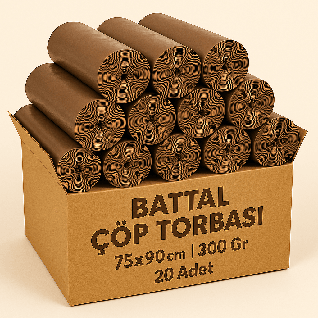 Battal Çöp Torbası 75x90 cm – 300 Gr – Kahverengi – 20 Adet
