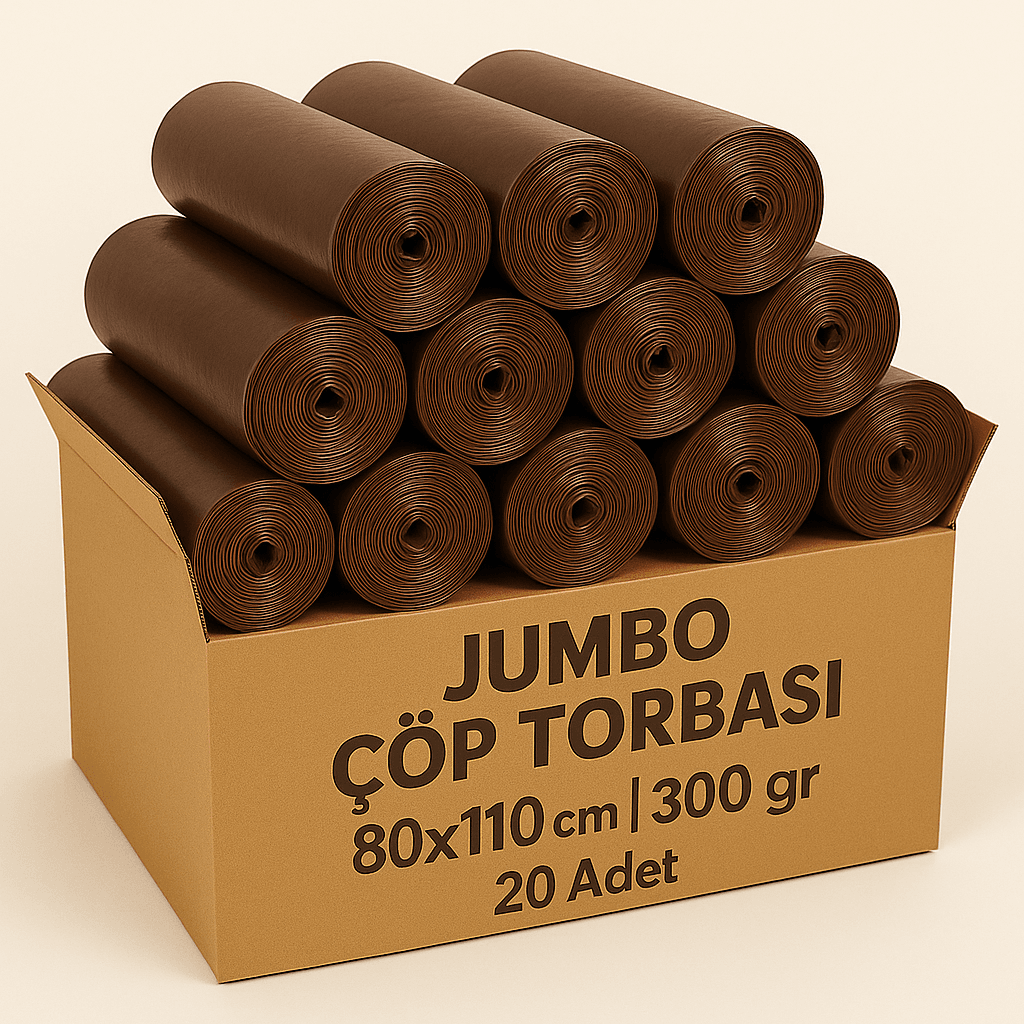 Jumbo Çöp Torbası 80x110 cm – 300 Gr – Kahverengi – 20 Adet