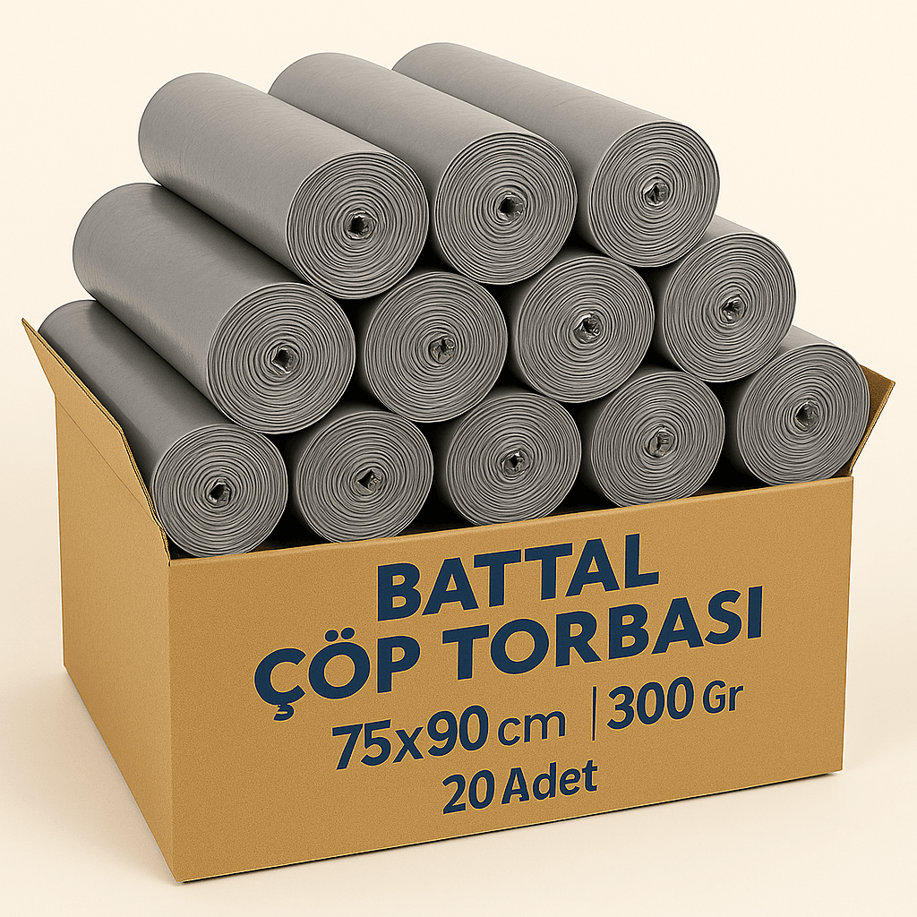 Battal Çöp Torbası 75x90 cm – 300 Gr – Gri – 20 Adet