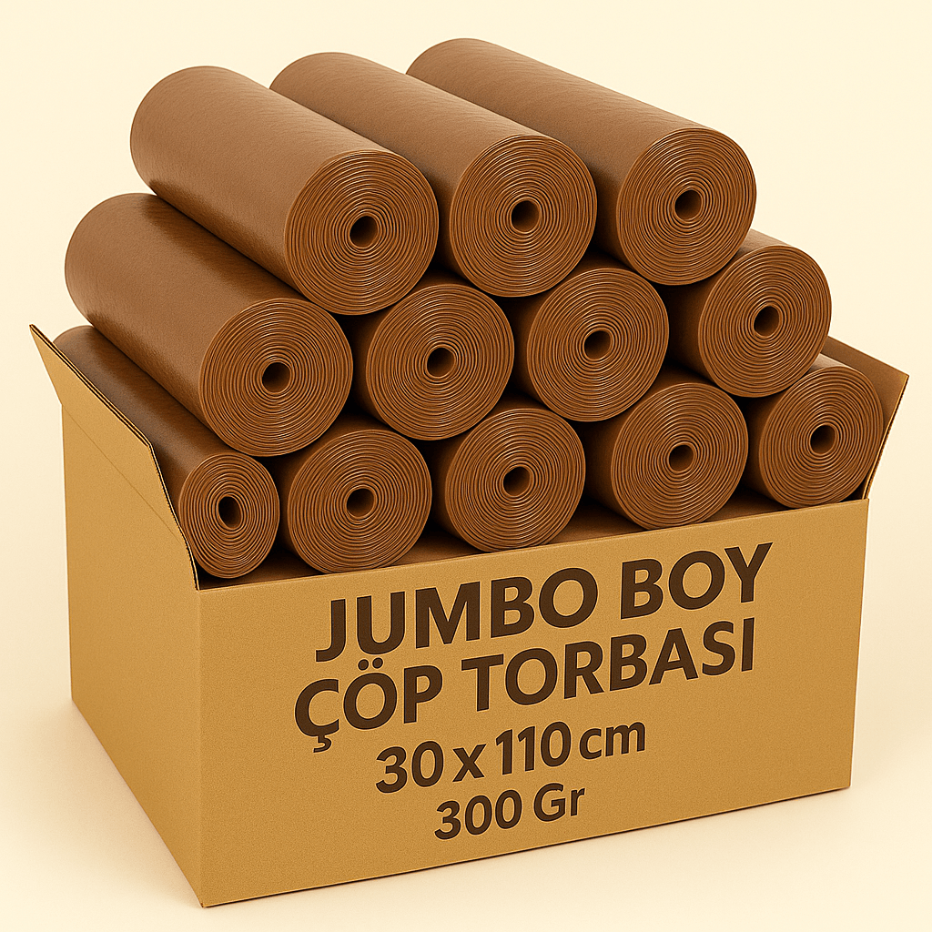 Jumbo Boy Çöp Torbası 80x110 cm 300 Gr – 20’li Koli (Kahverengi)