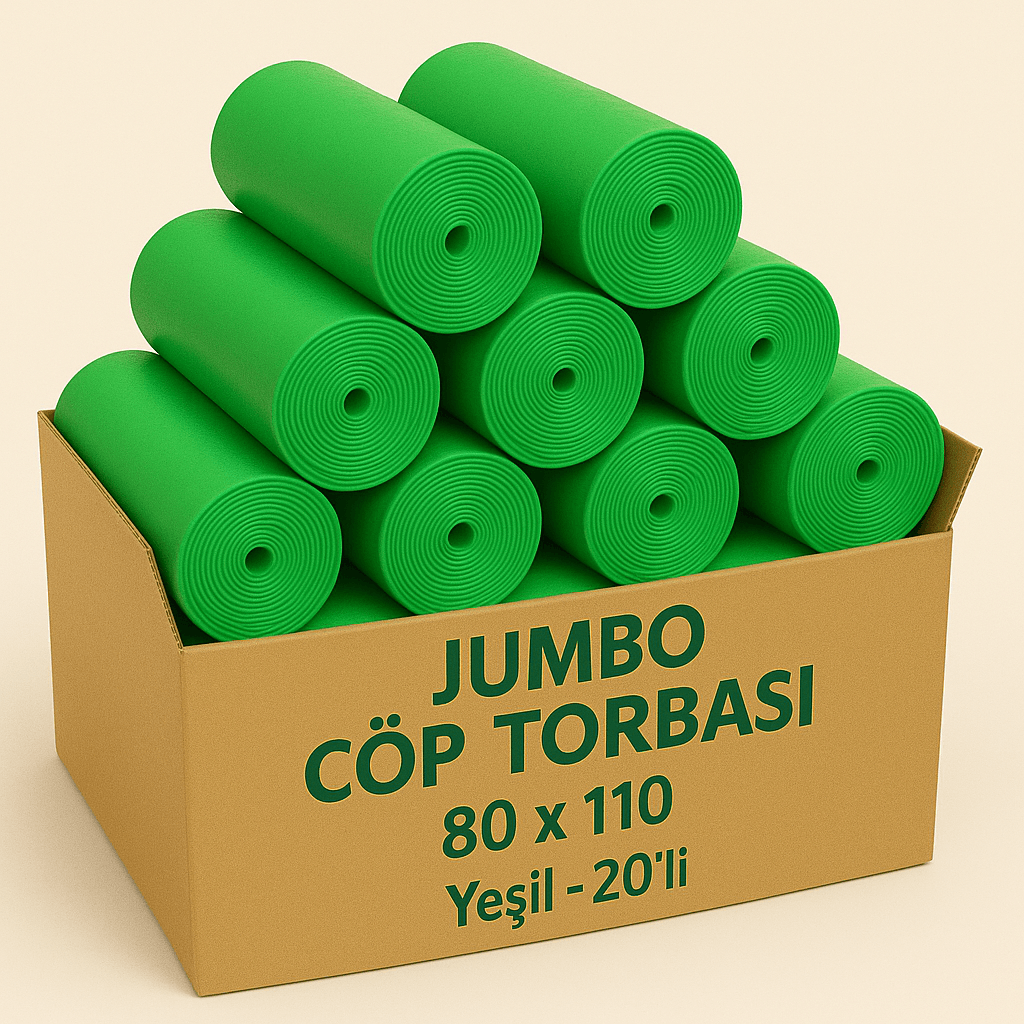 Jumbo Çöp Torbası 80x110 – 350 Gr – Yeşil – 20’li Koli