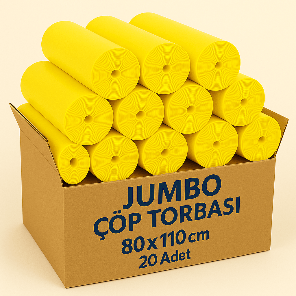 Jumbo Çöp Torbası 80x110 cm – 400 Gr – Sarı – 20 Adet
