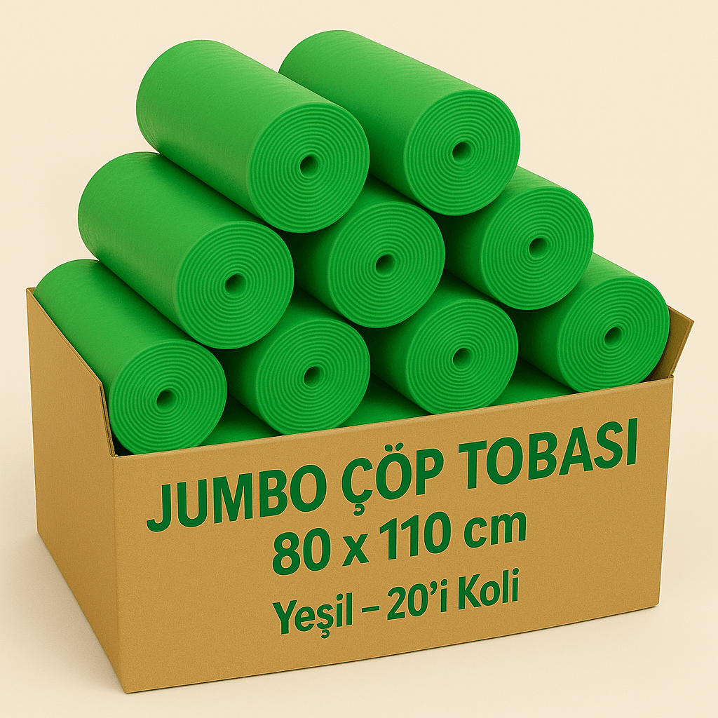 Jumbo Çöp Torbası 80x110 cm – 400 Gr – Yeşil – 20’li Koli