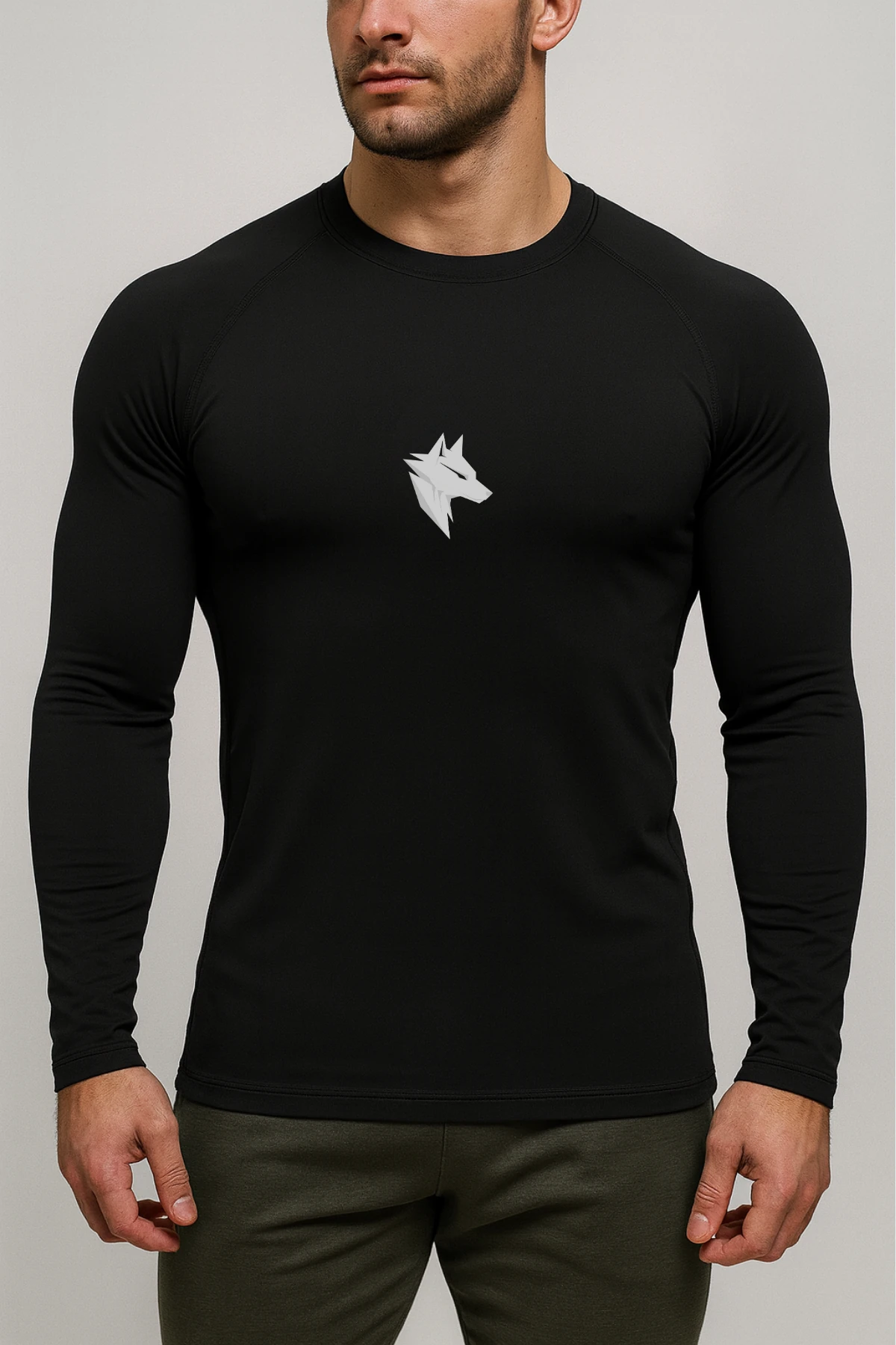 Göktürkçe Türk Yazılı Sırt Baskılı Uzun Kollu Compression Spor Tshirt Vücuda Yapışan Body İçlik Comp