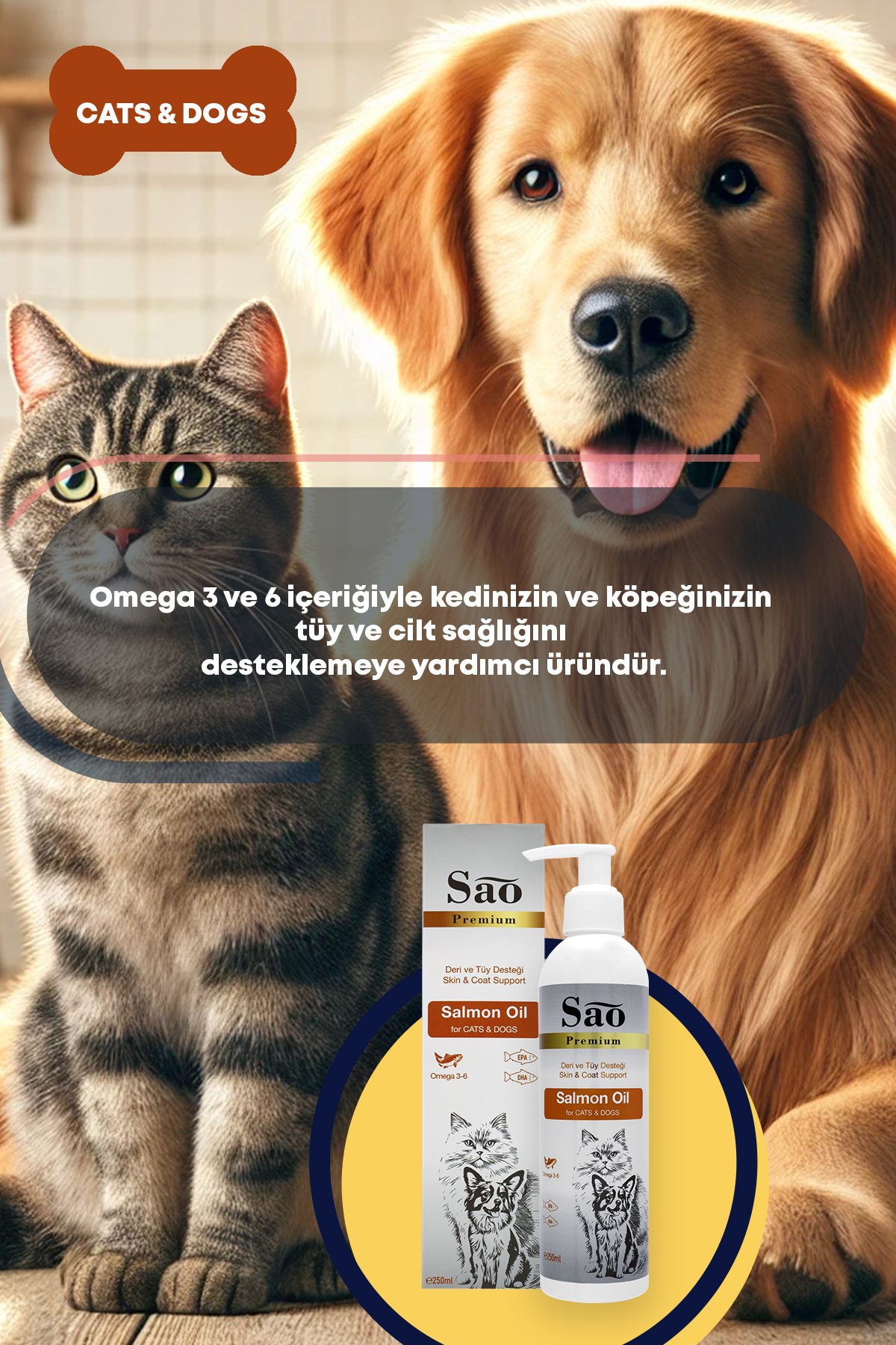 SAO Somon Yağı Kedi ve Köpekler İçin 250 ML
