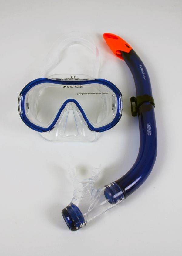 Elve Marine Mask Snorkel Tempered Cam Çocuk Set (M30SN18)
