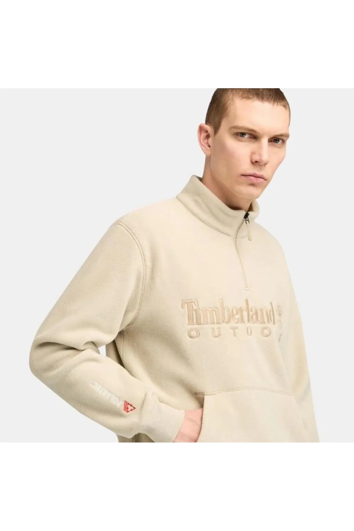 Timberland Linear Logo 1/4 Zip Polartec 200 Fleecez -  Bej