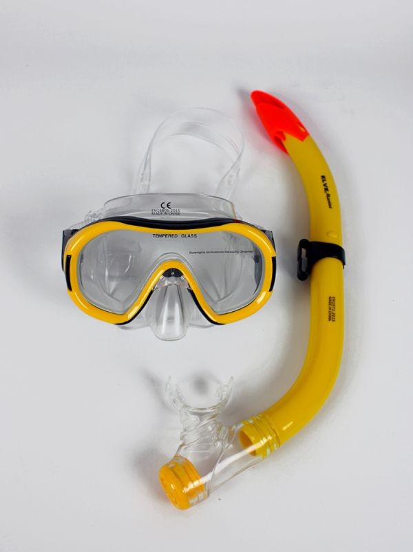 Elve Marine Mask Snorkel Tempered Cam Çocuk Set (M30SN18)