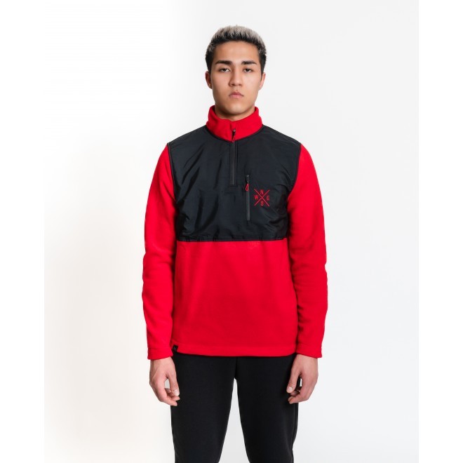 Luo Camp-01  Half-Zip Fleece Erkek Yarım Fermuarlı Polar (Kırmızı)