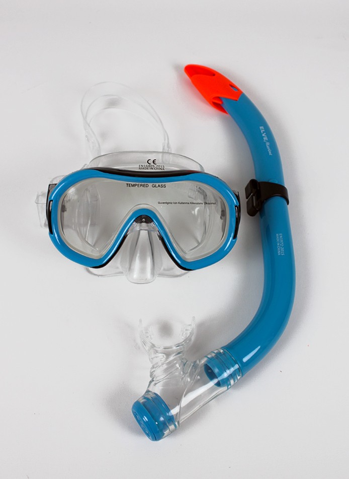 Elve Marine Mask Snorkel Tempered Cam Çocuk Set (M30SN18)