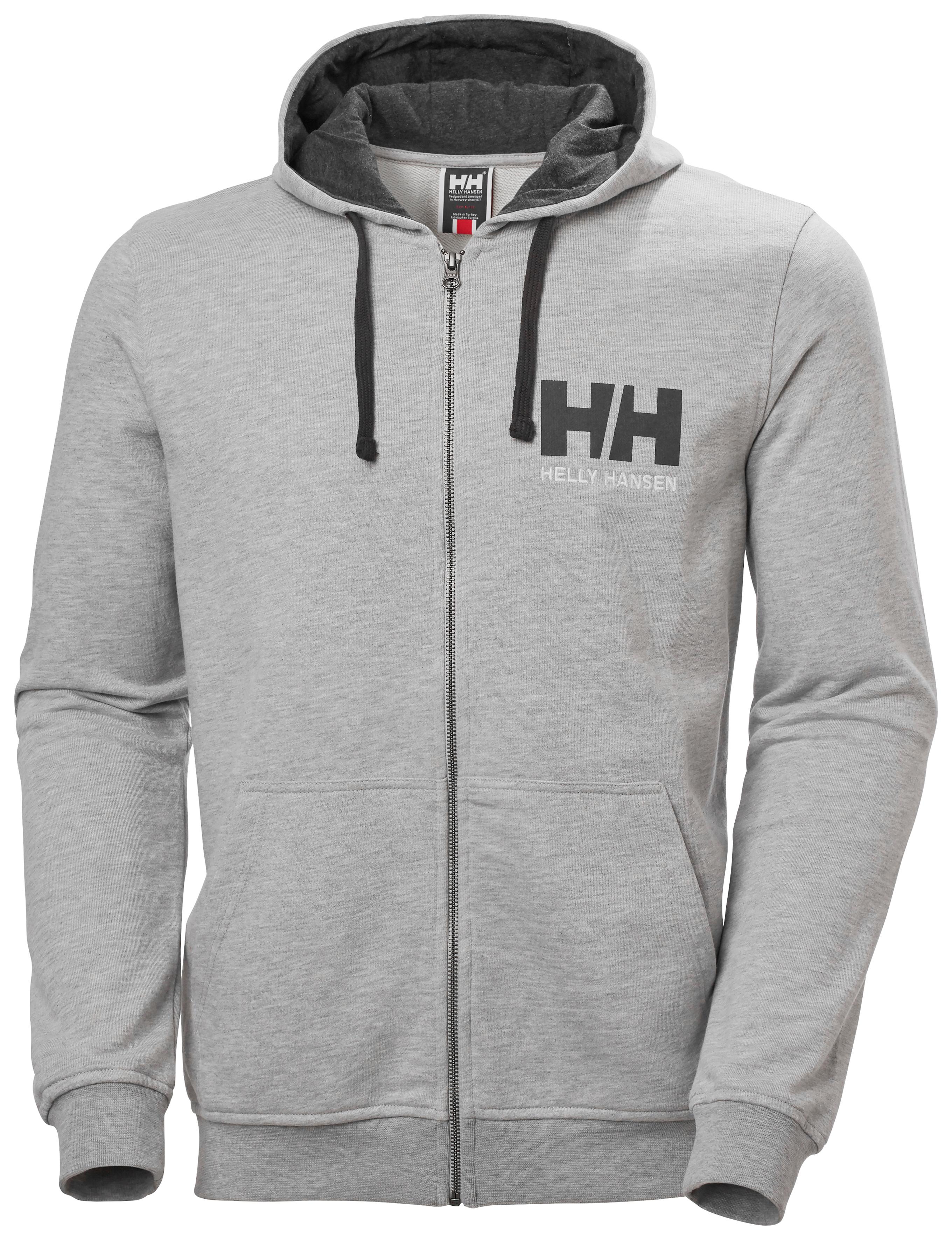 Helly Hansen Logo Full Zip Hoodie Kapüşonlu Erkek Sweatshirt - Grey Malenga